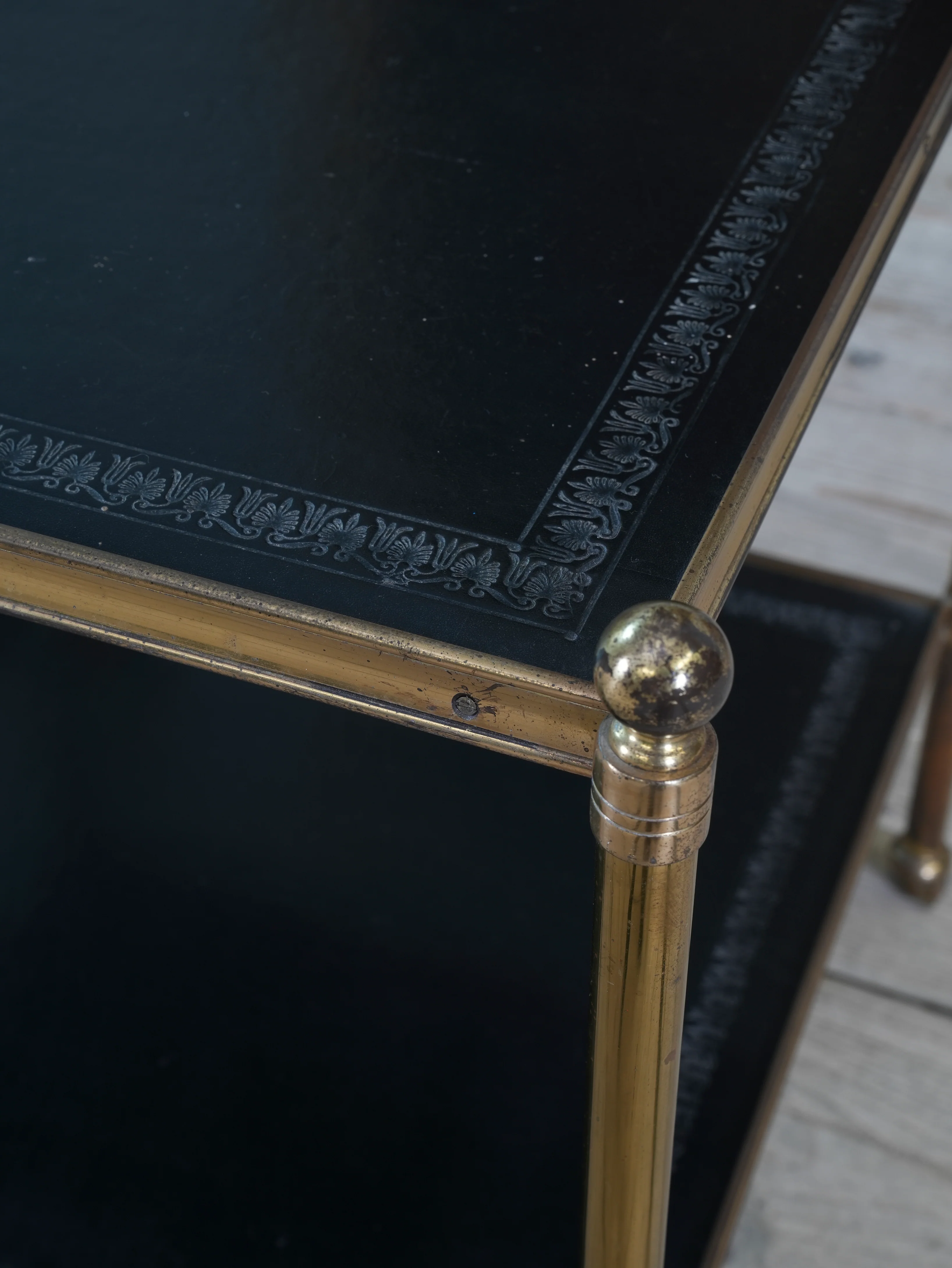 A Pair of Brass and Leather Side Tables - Image 11