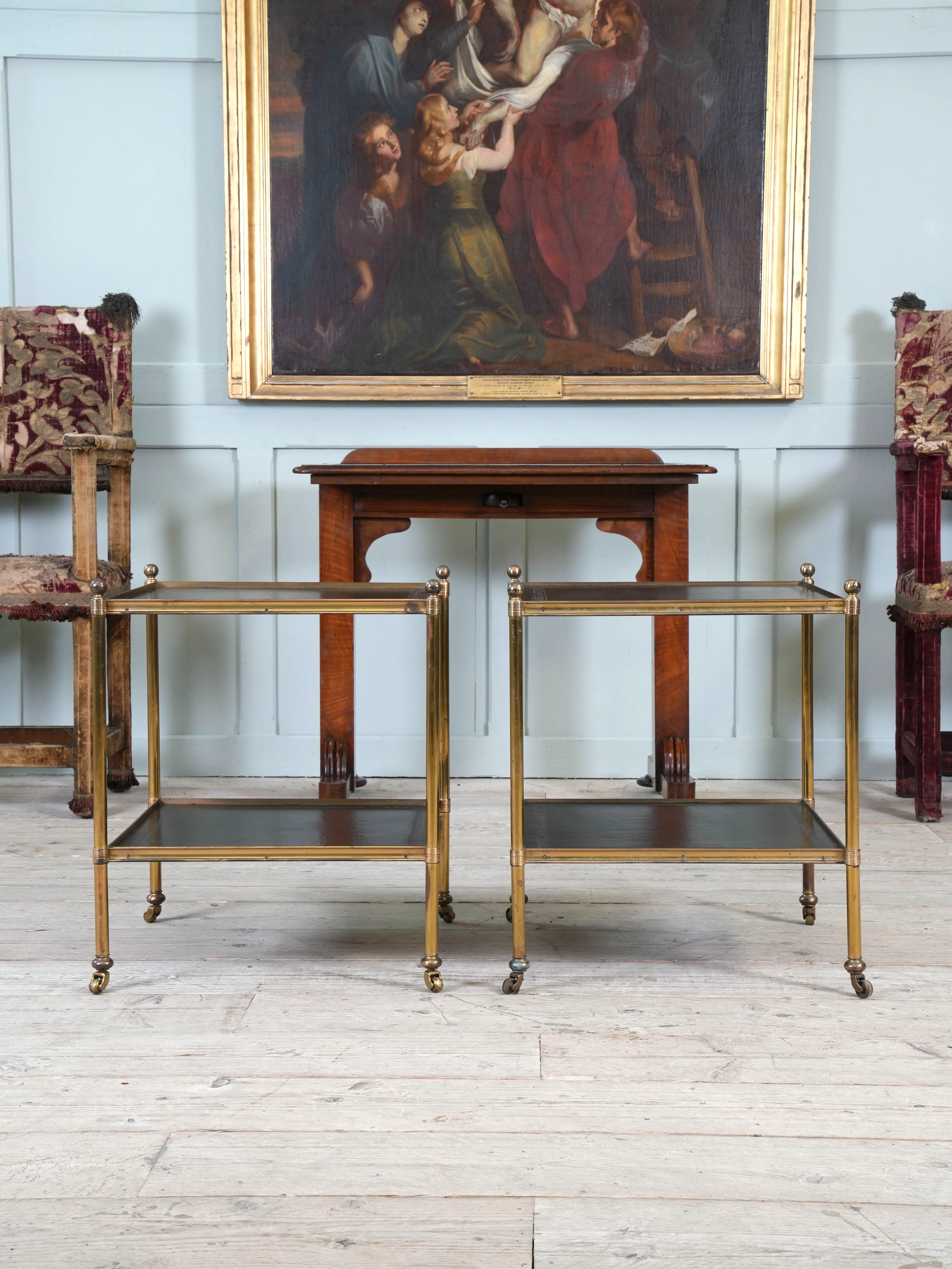 A Pair of Brass and Leather Side Tables - Image 7