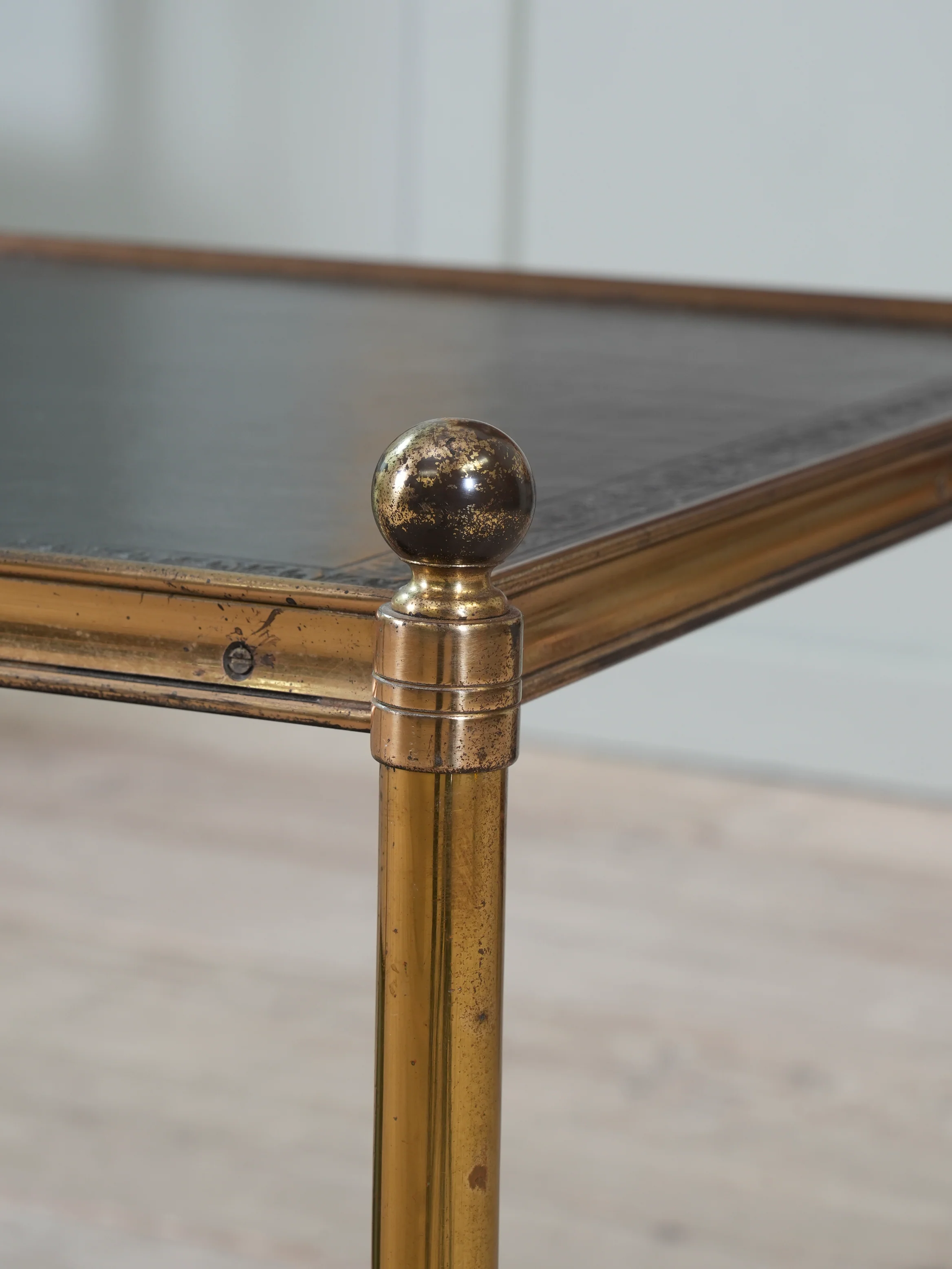 A Pair of Brass and Leather Side Tables - Image 8
