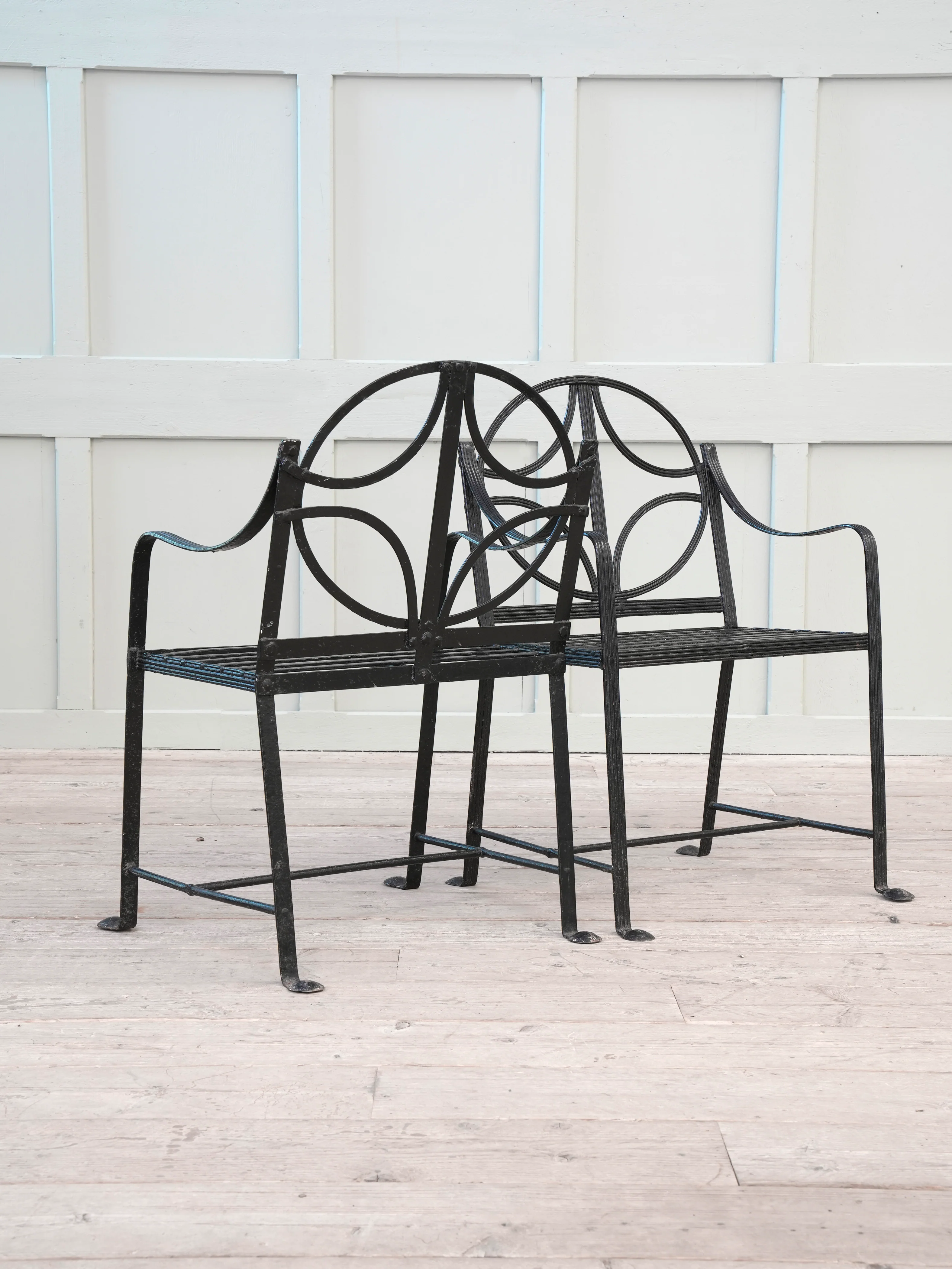 A Pair of Regency Wrought Iron Garden Chairs - Image 11