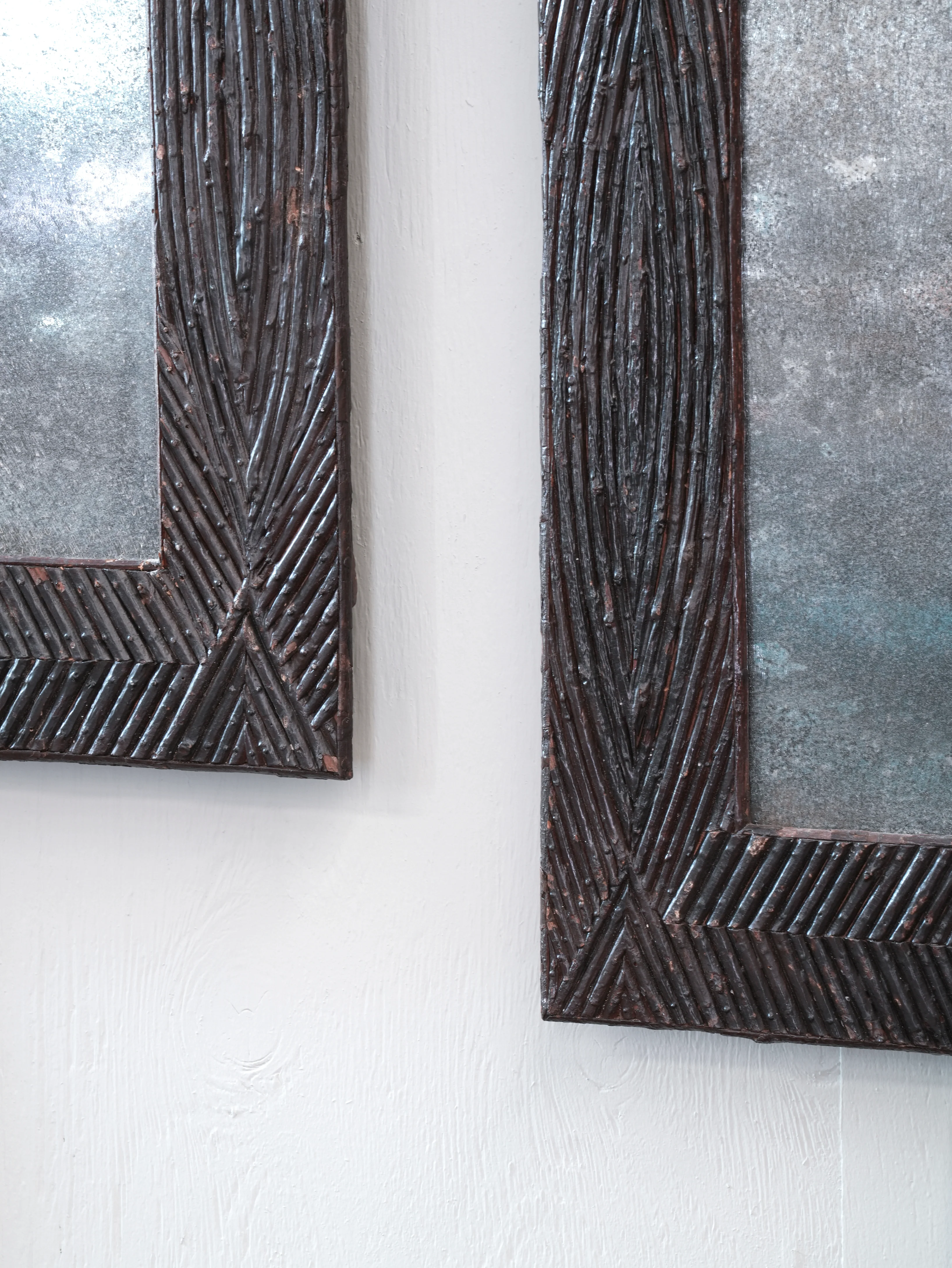 A Pair of Art Populaire Twig Work Mirrors - Image 4