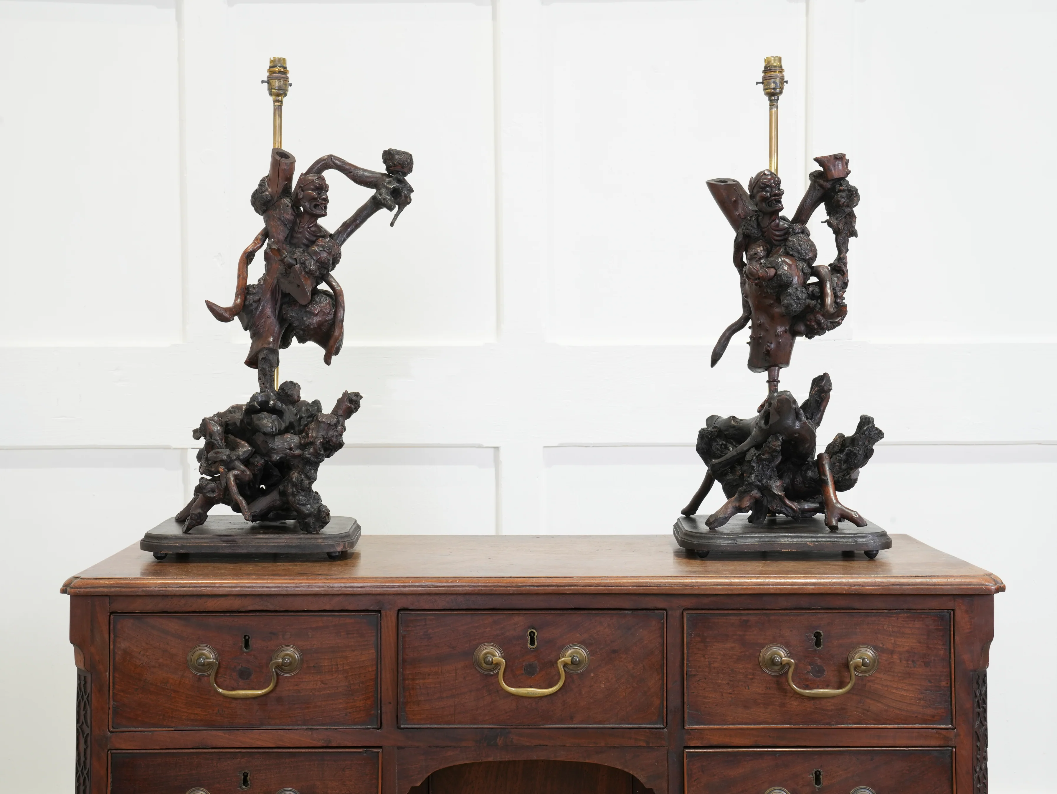 A Pair of Carved Chinese Vine Root Table Lamps - Image 12