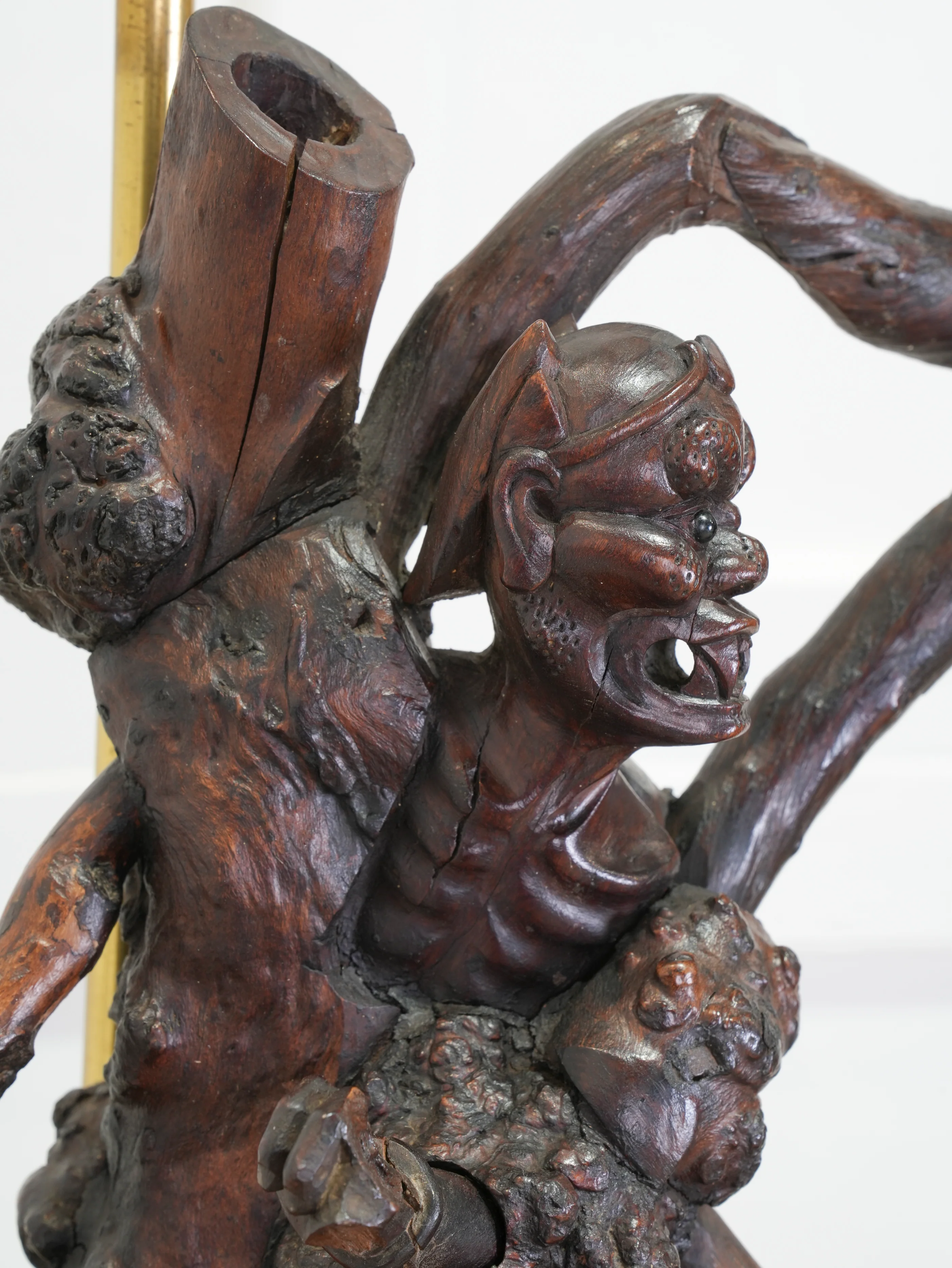 A Pair of Carved Chinese Vine Root Table Lamps - Image 3