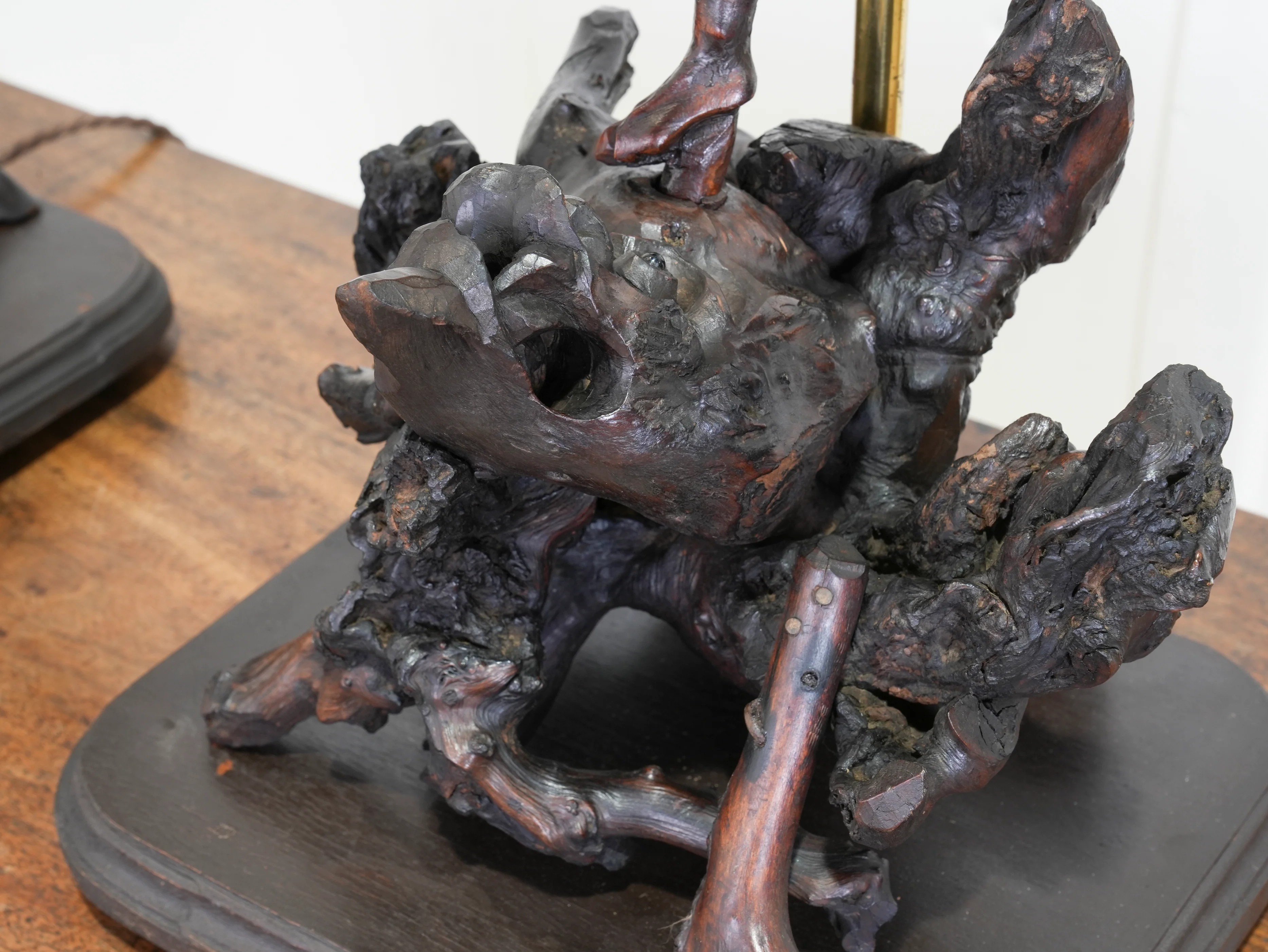 A Pair of Carved Chinese Vine Root Table Lamps - Image 7