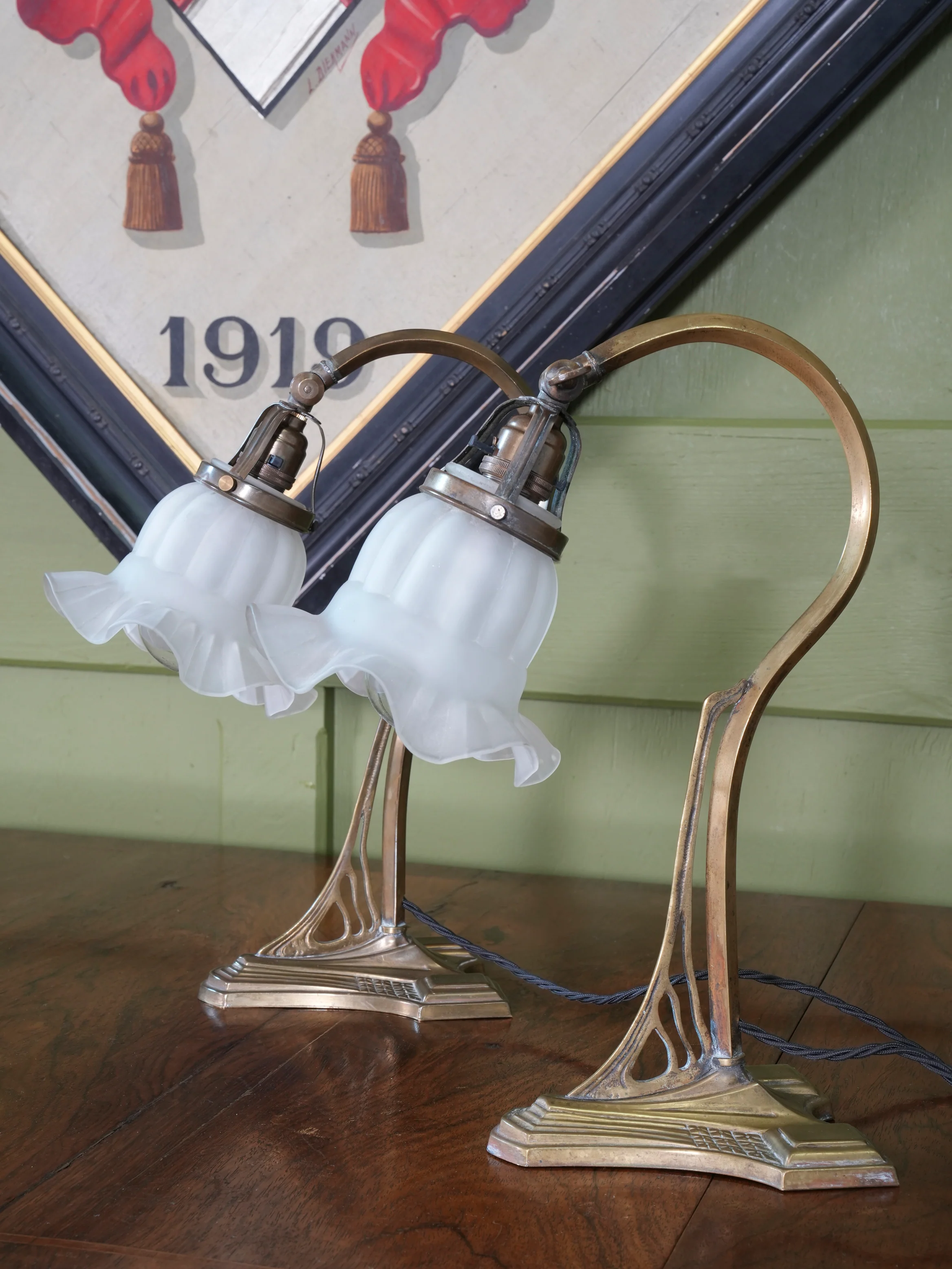 A Pair of Early 20th Century Brass Table Lamps - Image 9