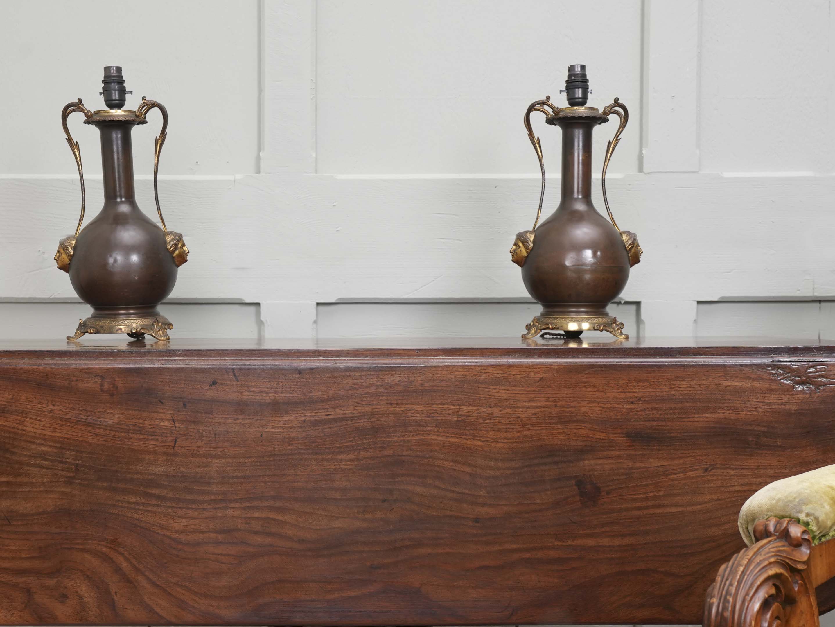A Pair of Twin Handled Copper Vase Table Lamps - Image 10