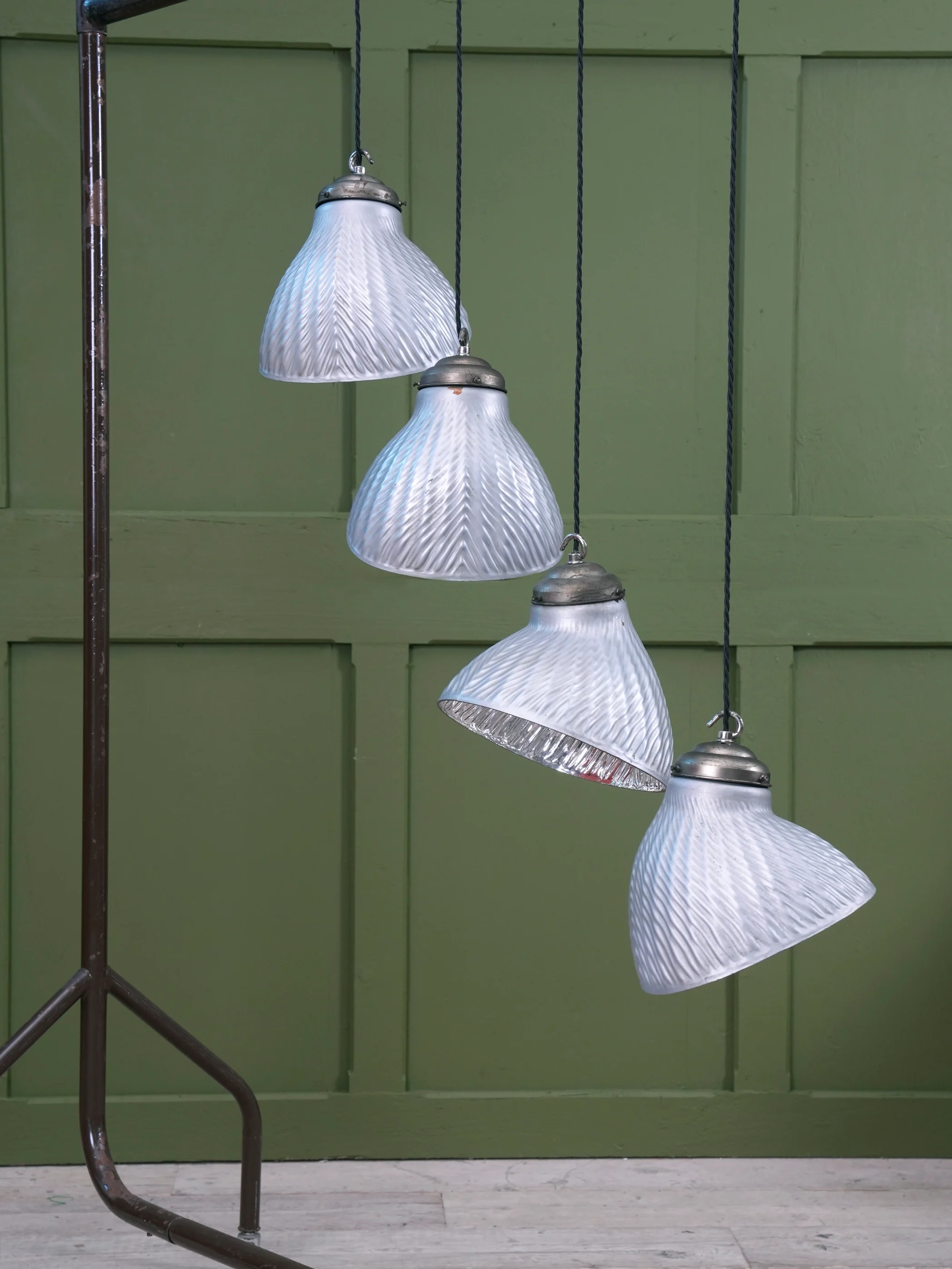 1930s Silvered Glass Parabolic Pendant Light - Image 3