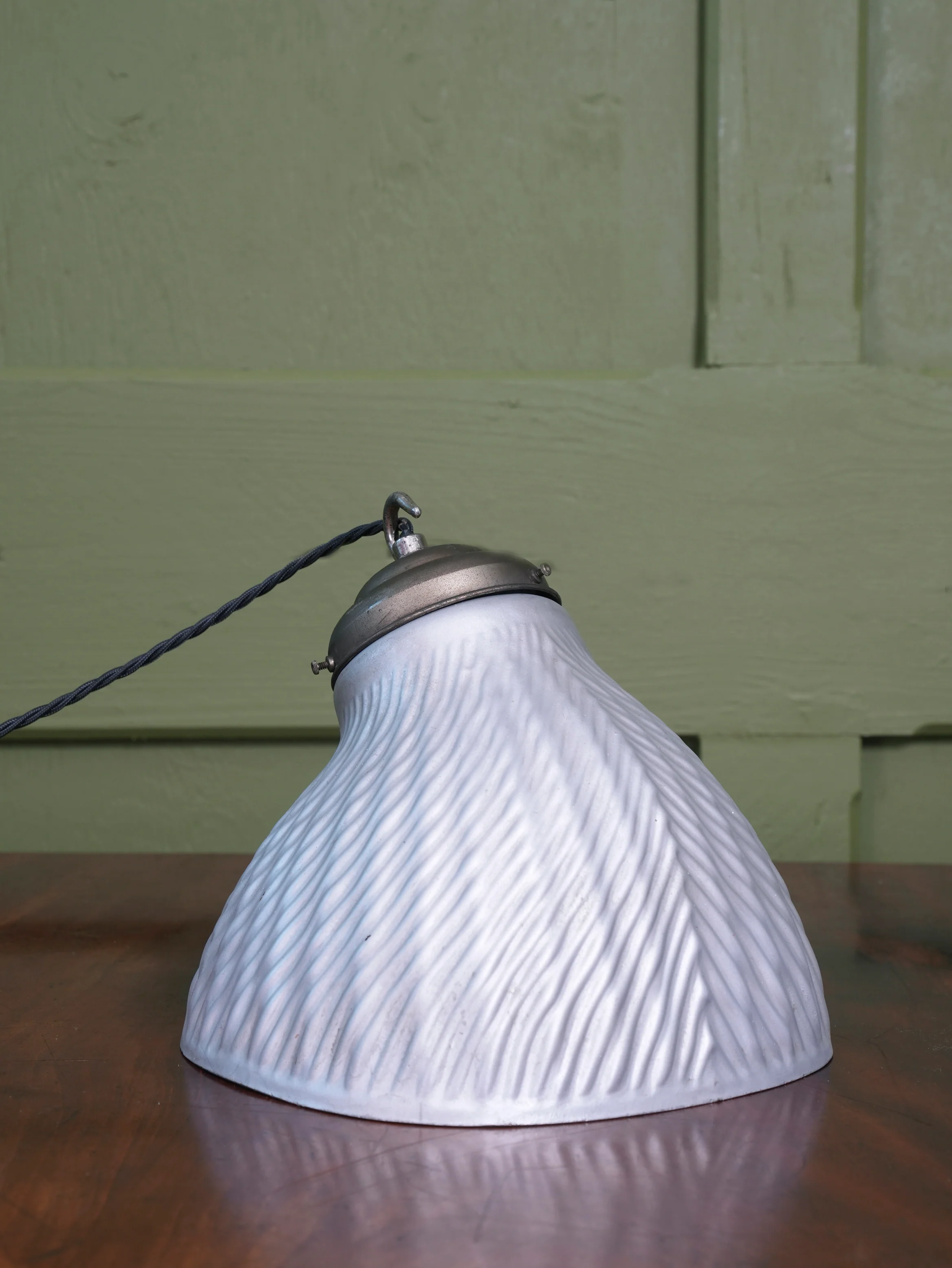 1930s Silvered Glass Parabolic Pendant Light - Image 6