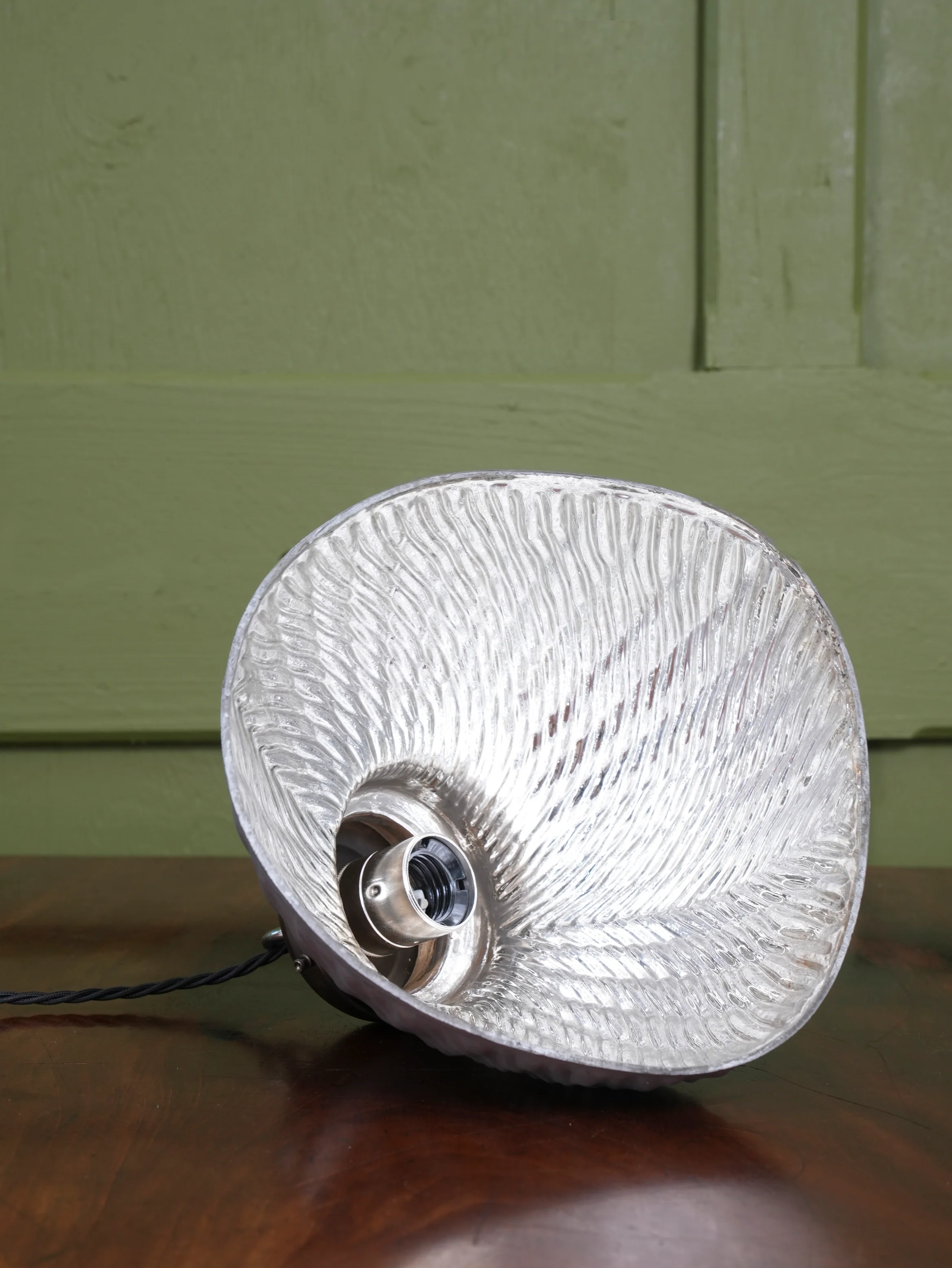 1930s Silvered Glass Parabolic Pendant Light - Image 7