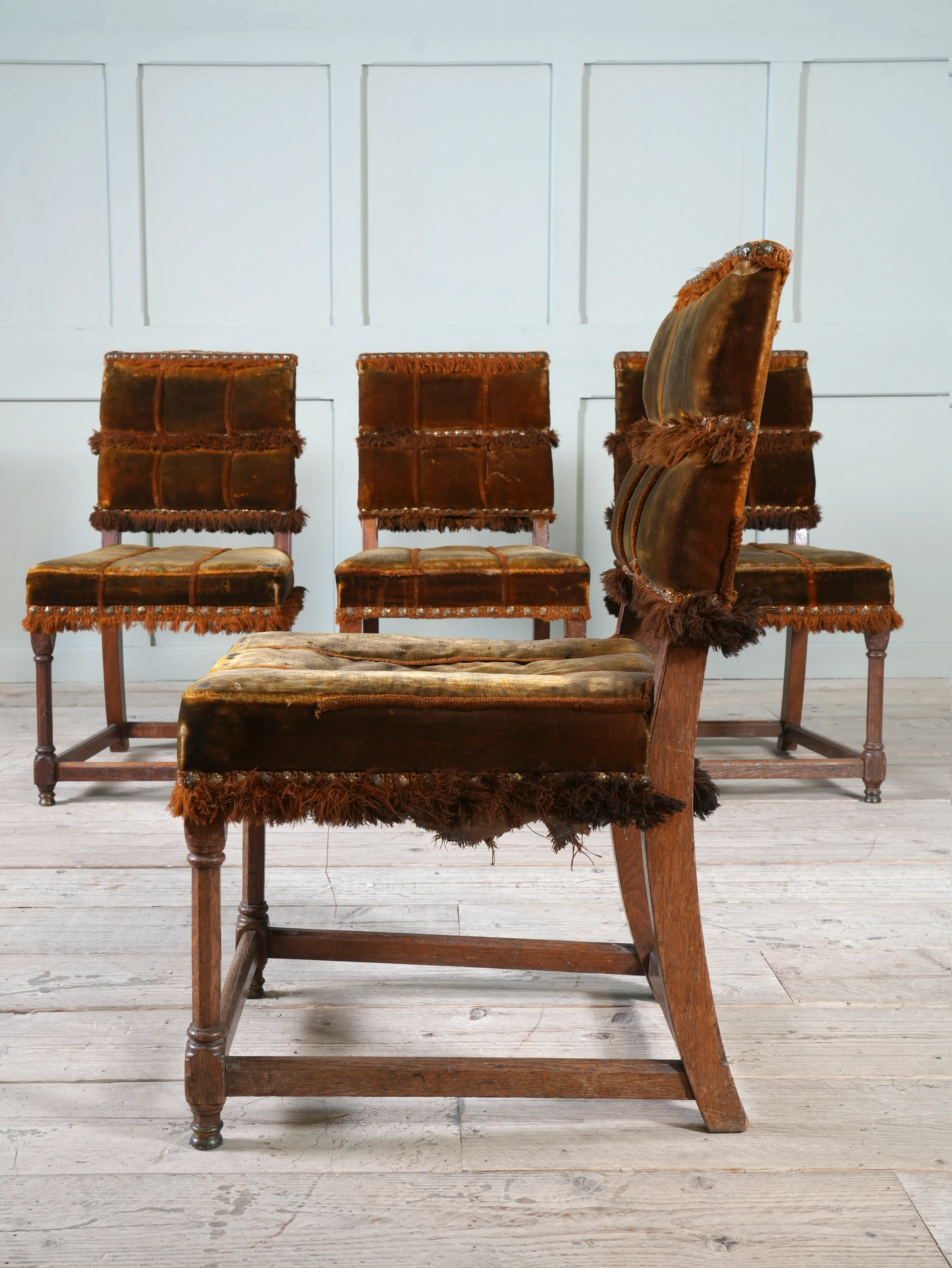 A Set of Four Oak Renaissance Revival Side Chairs - Image 3