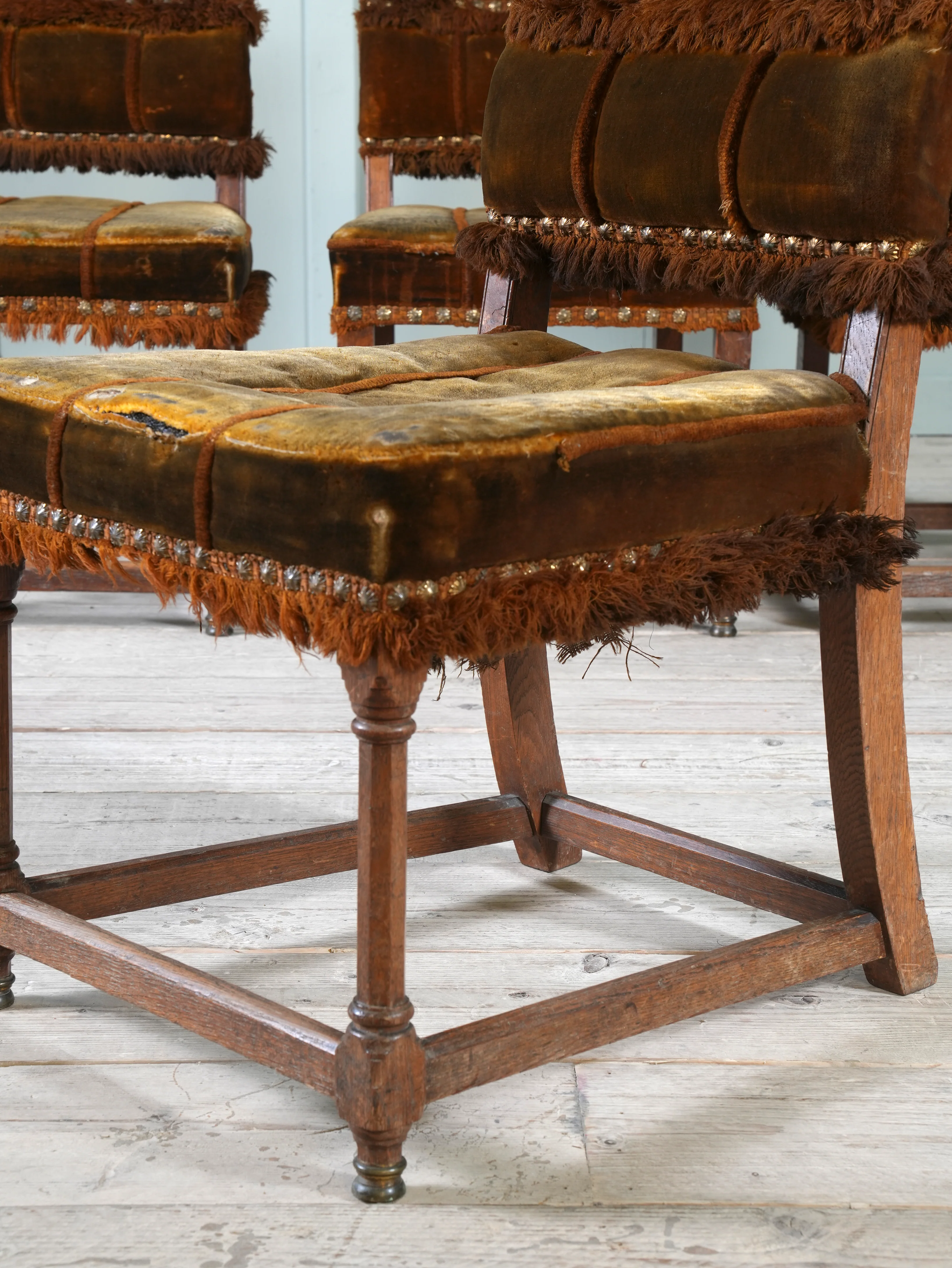 A Set of Four Oak Renaissance Revival Side Chairs - Image 7