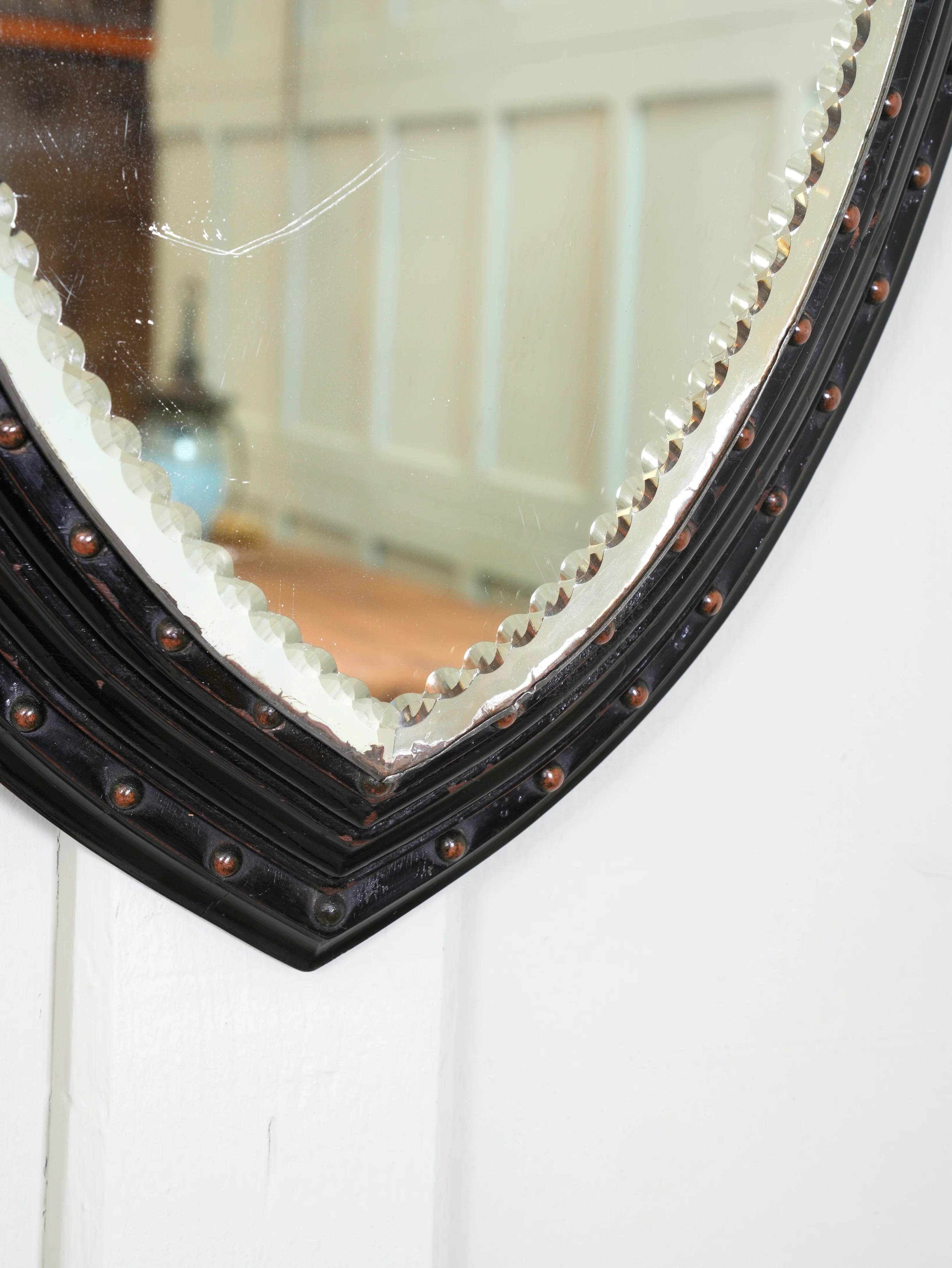 An Ebonised & Brilliant Cut Shield Mirror - Image 6