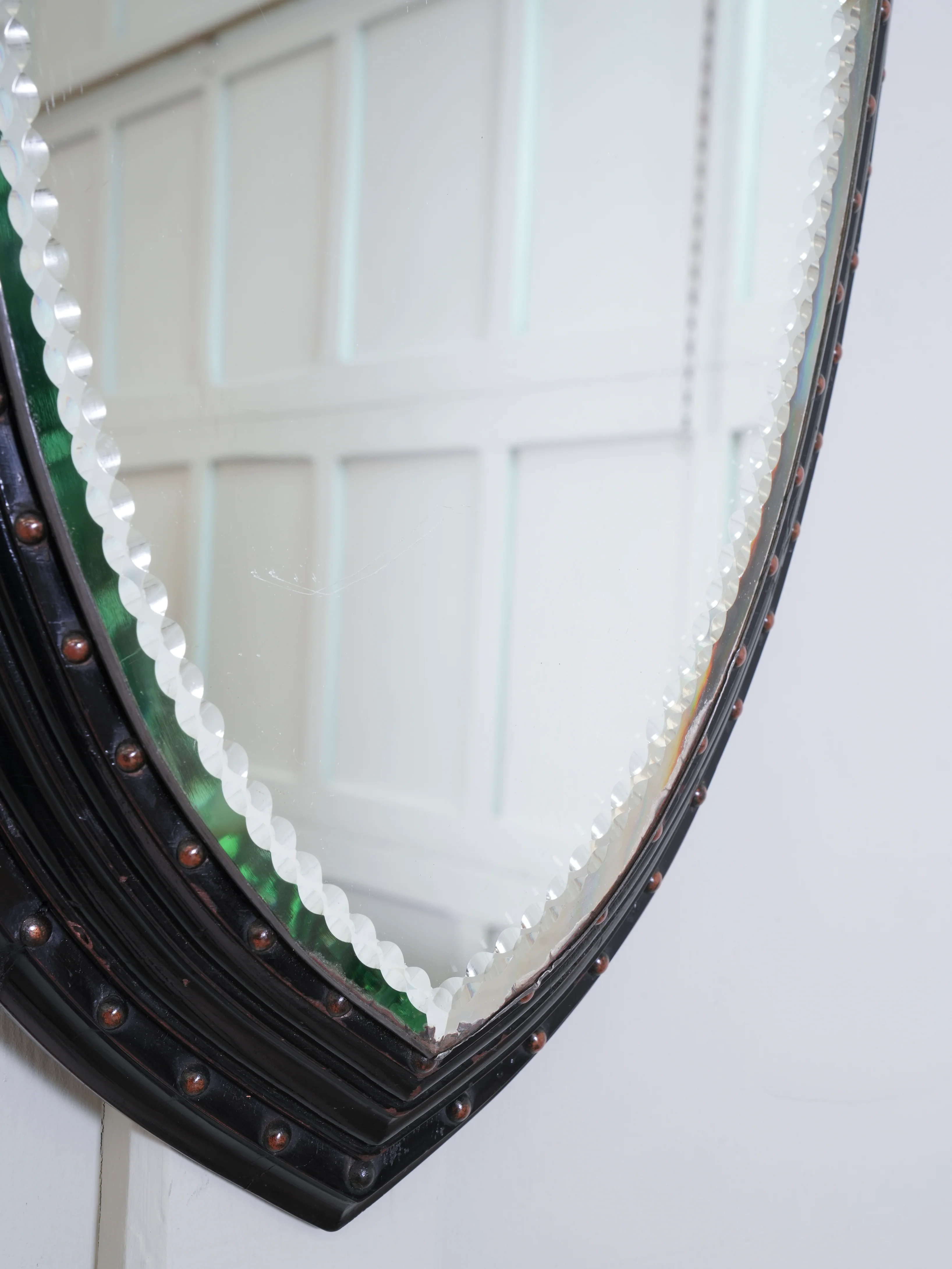 An Ebonised & Brilliant Cut Shield Mirror - Image 7
