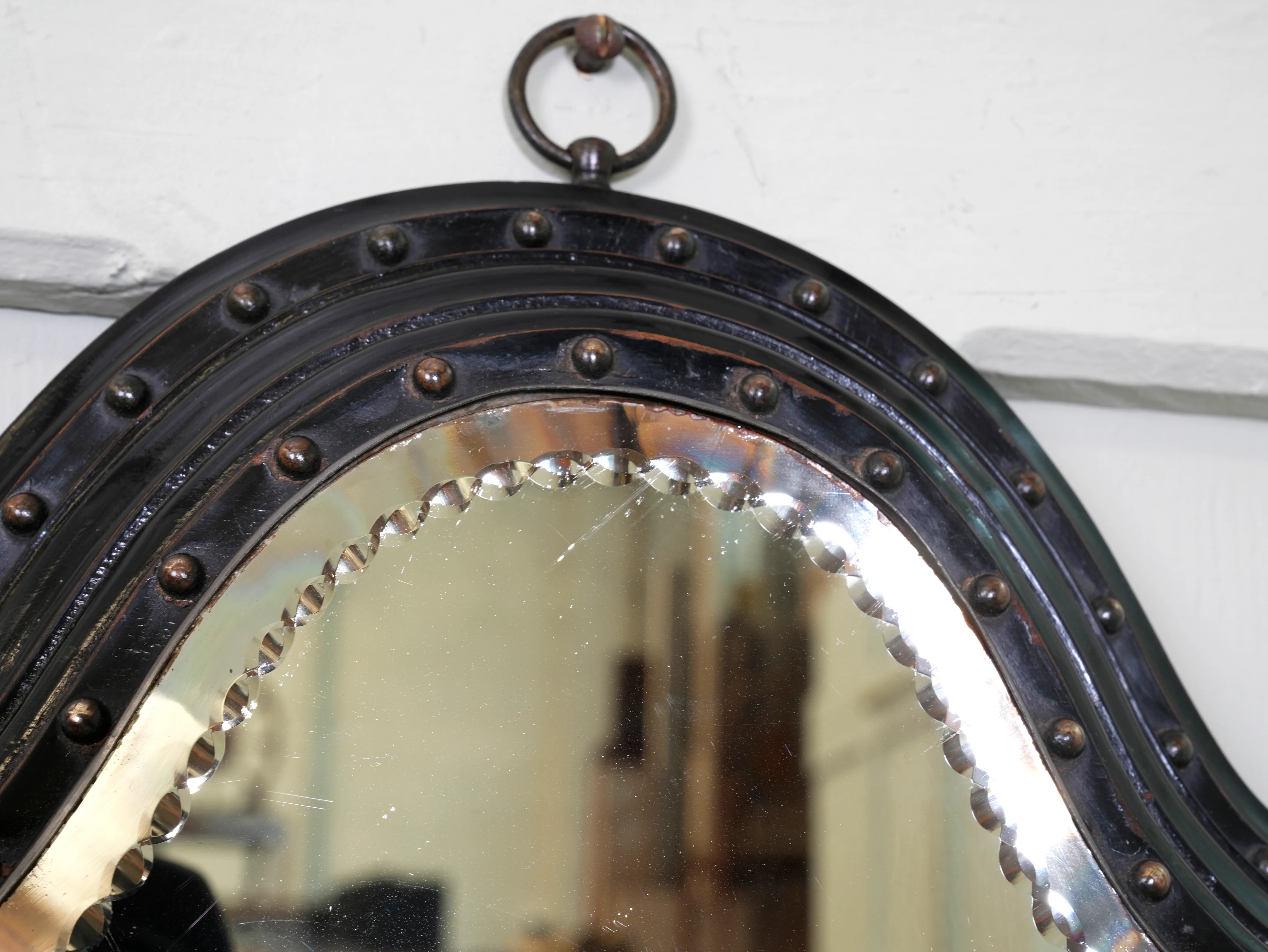 An Ebonised & Brilliant Cut Shield Mirror - Image 8
