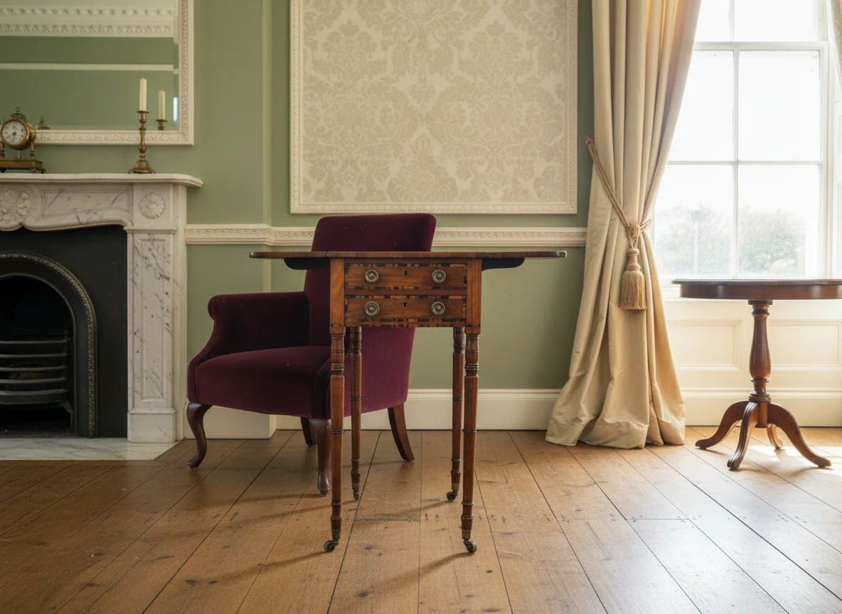 George III Zebra Wood & Mahogany Pembroke Table - Image 4