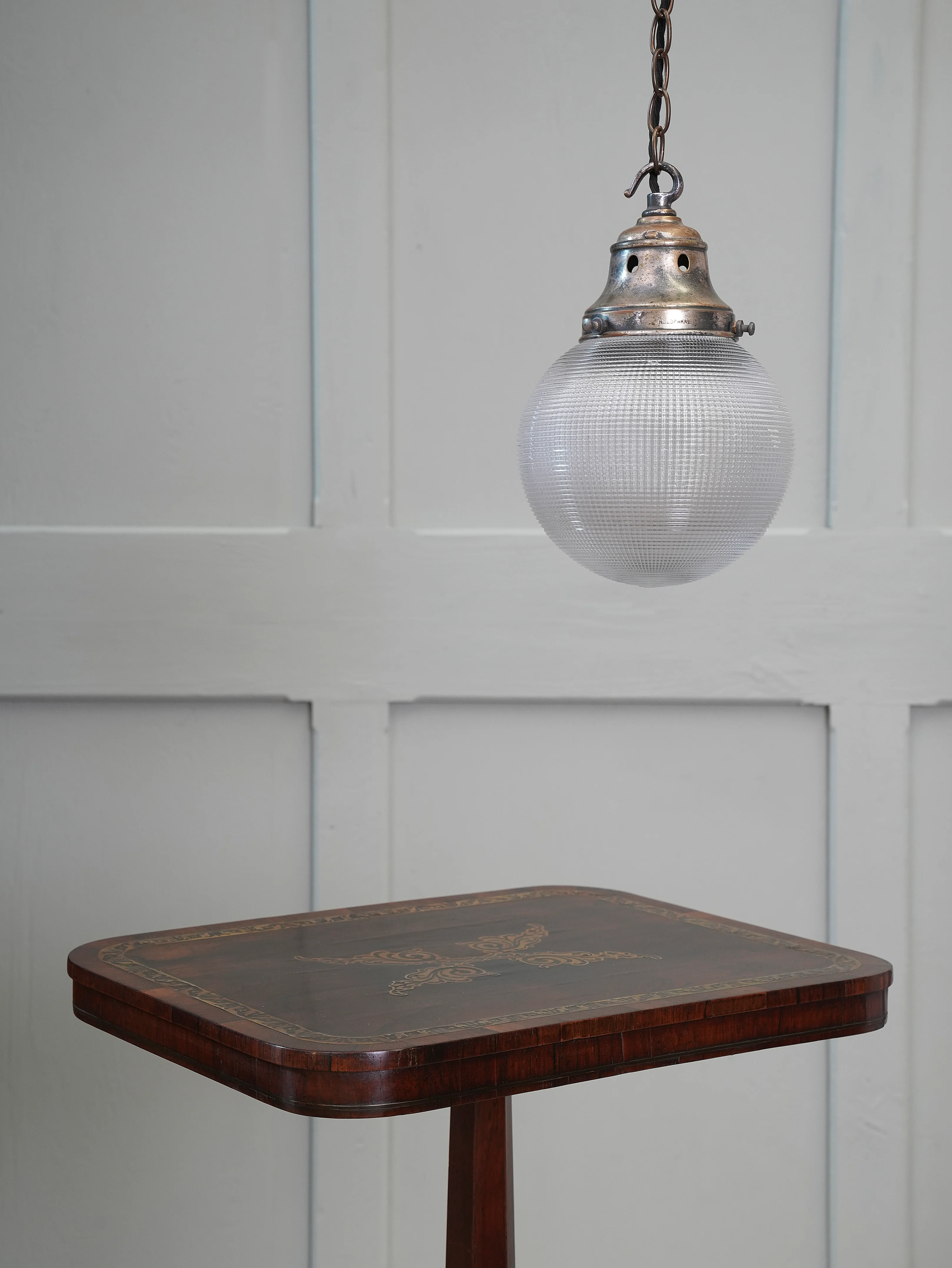 A Single Holophane Globe Pendant Light - Image 6