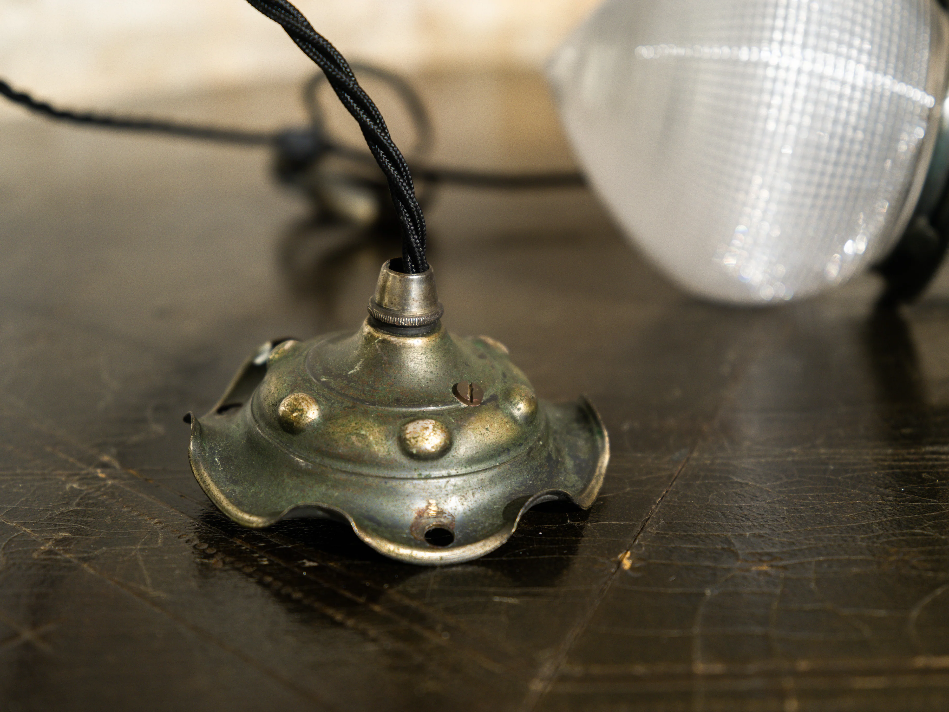 A Single Holophane Pendant Light - Image 6