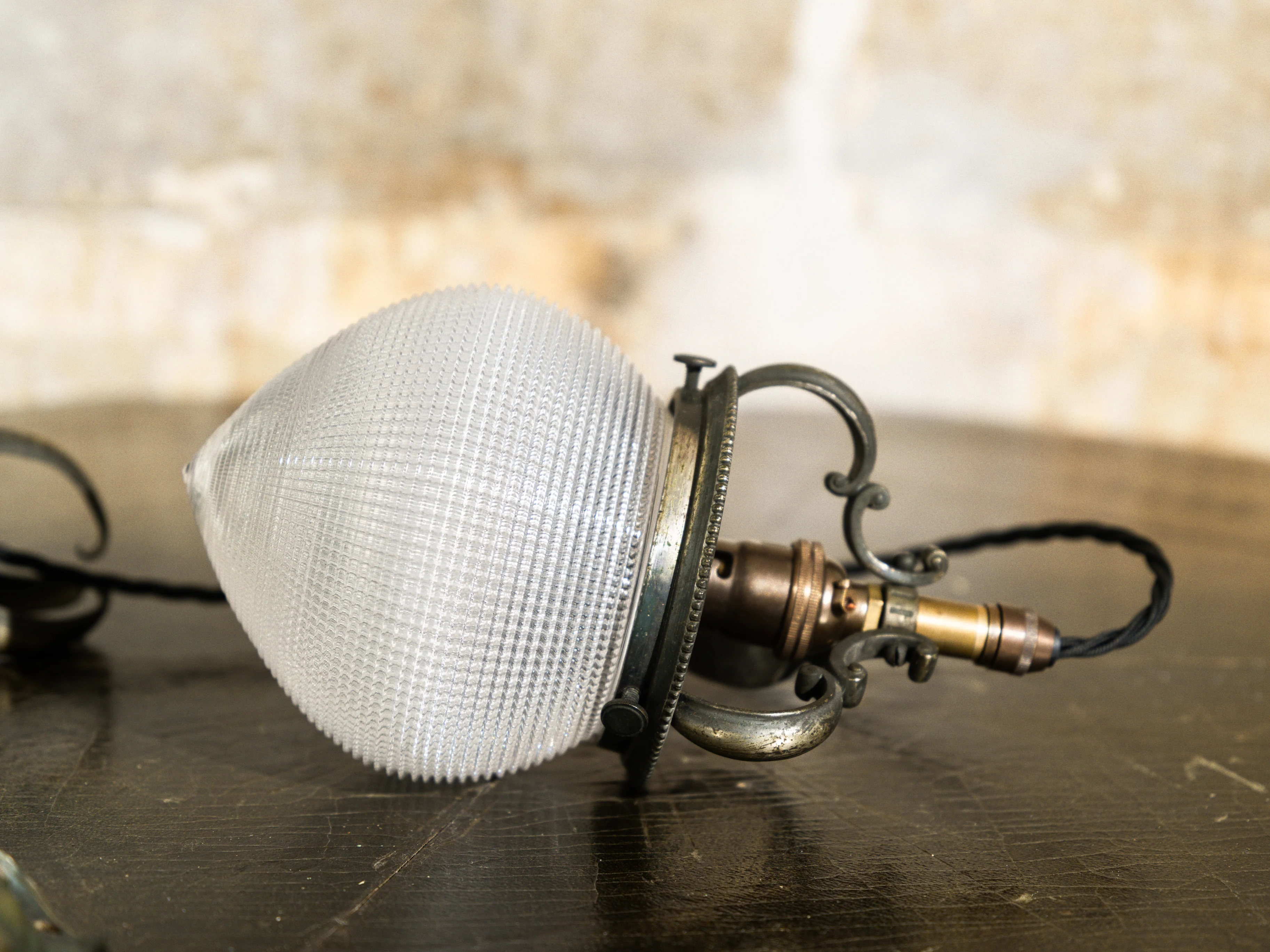 A Single Holophane Pendant Light - Image 7