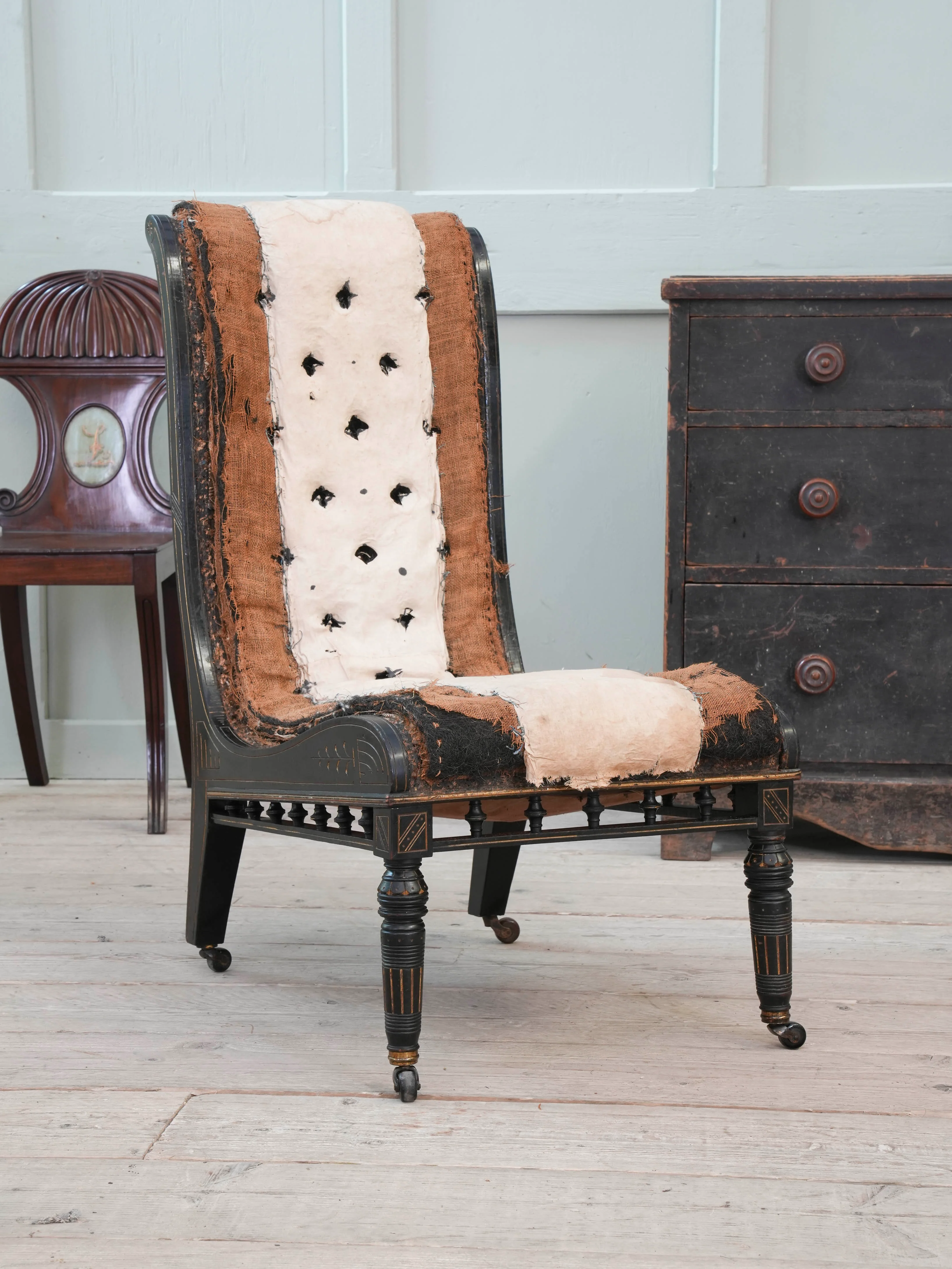 An Ebonised Aesthetic Movement Upholstered Chair - Image 3