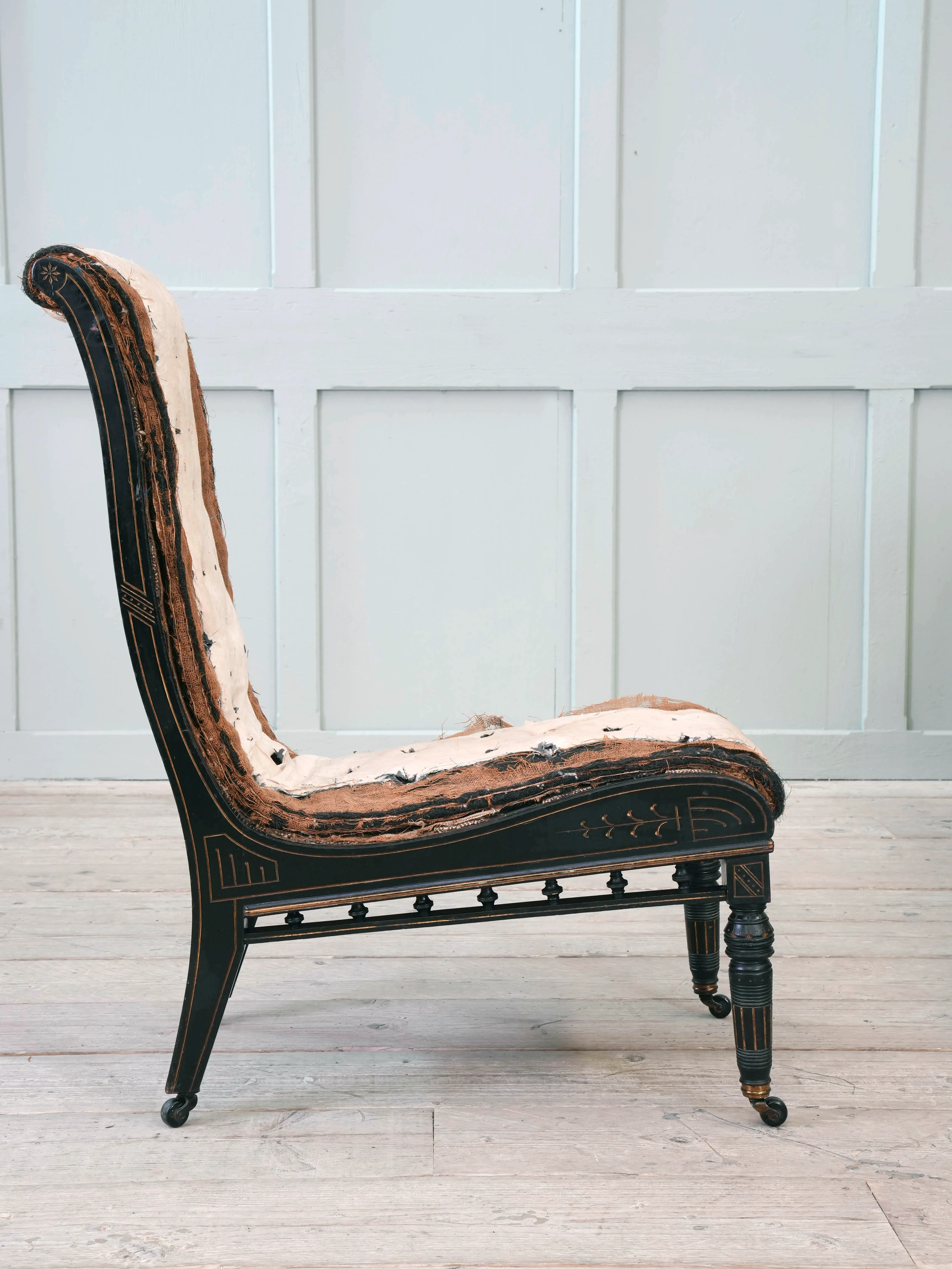 An Ebonised Aesthetic Movement Upholstered Chair - Image 6