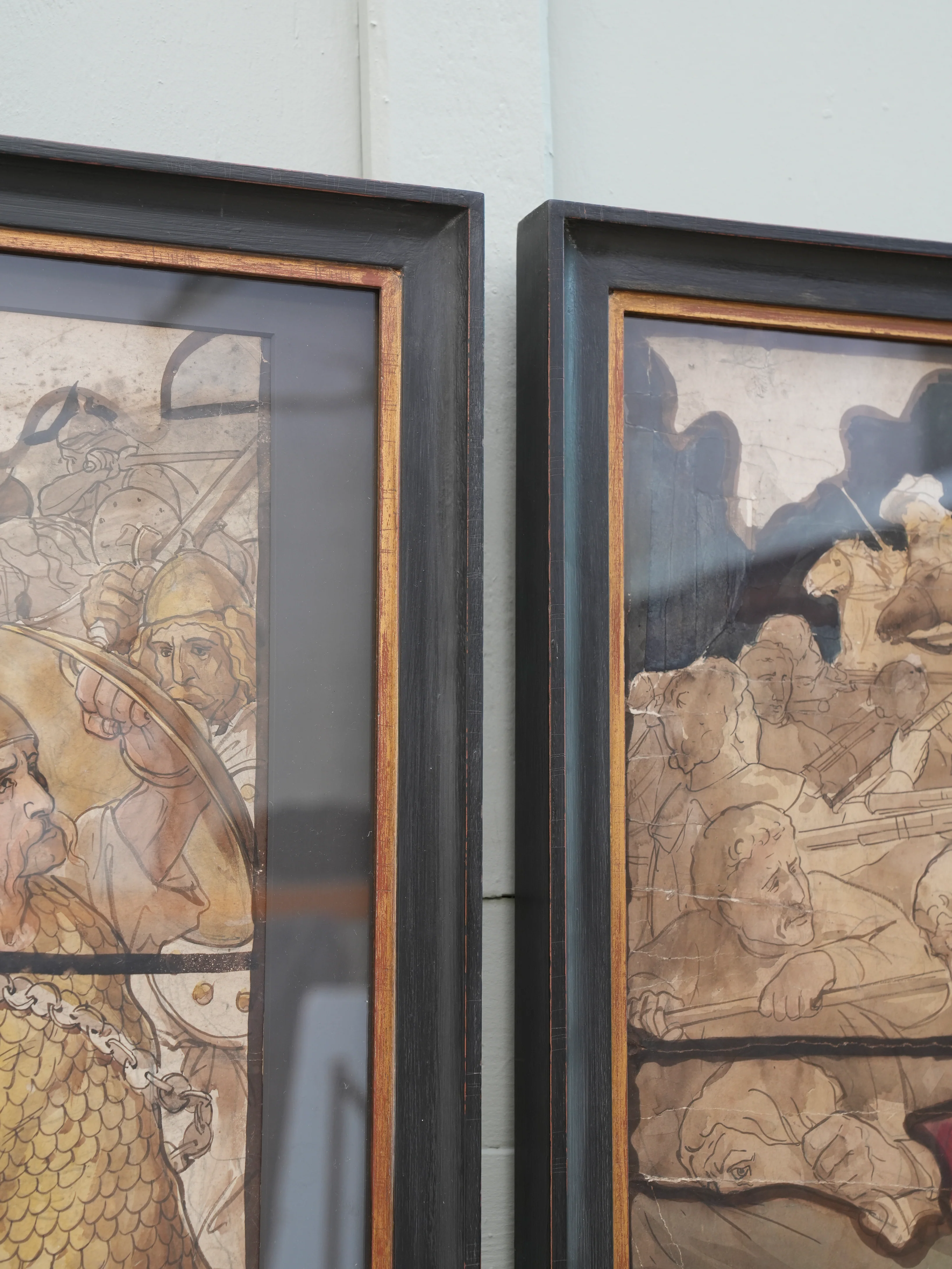 A Pair of 19th Century Stained Glass Watercolour Cartoons - Image 10