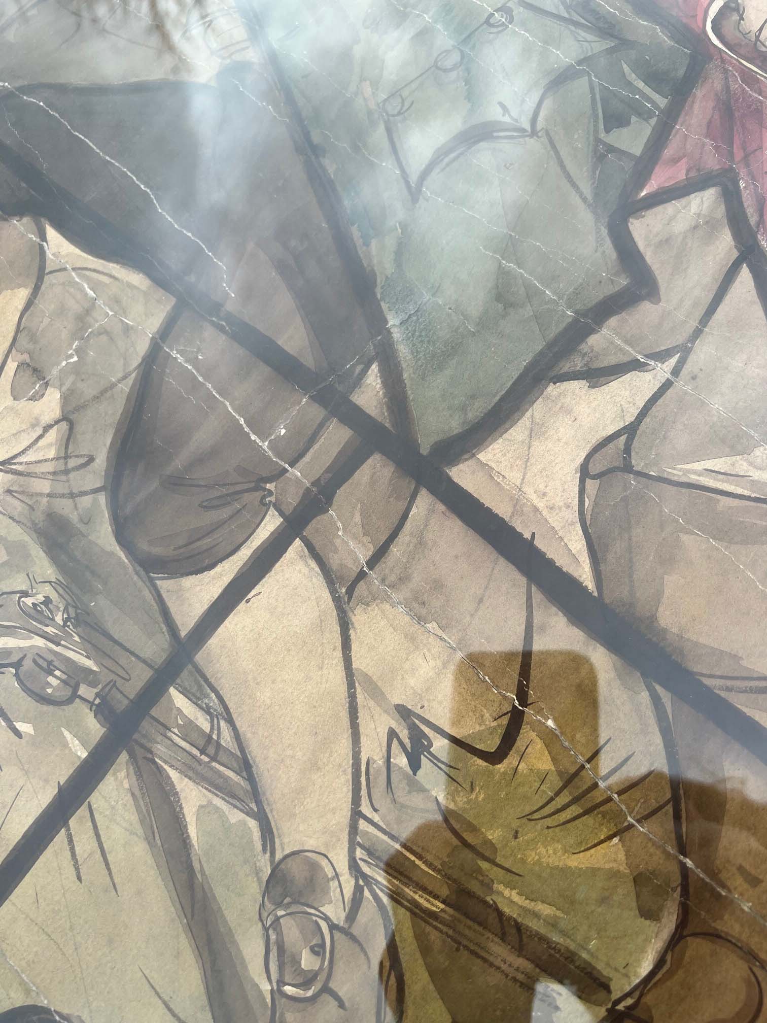 A Pair of 19th Century Stained Glass Watercolour Cartoons - Image 24