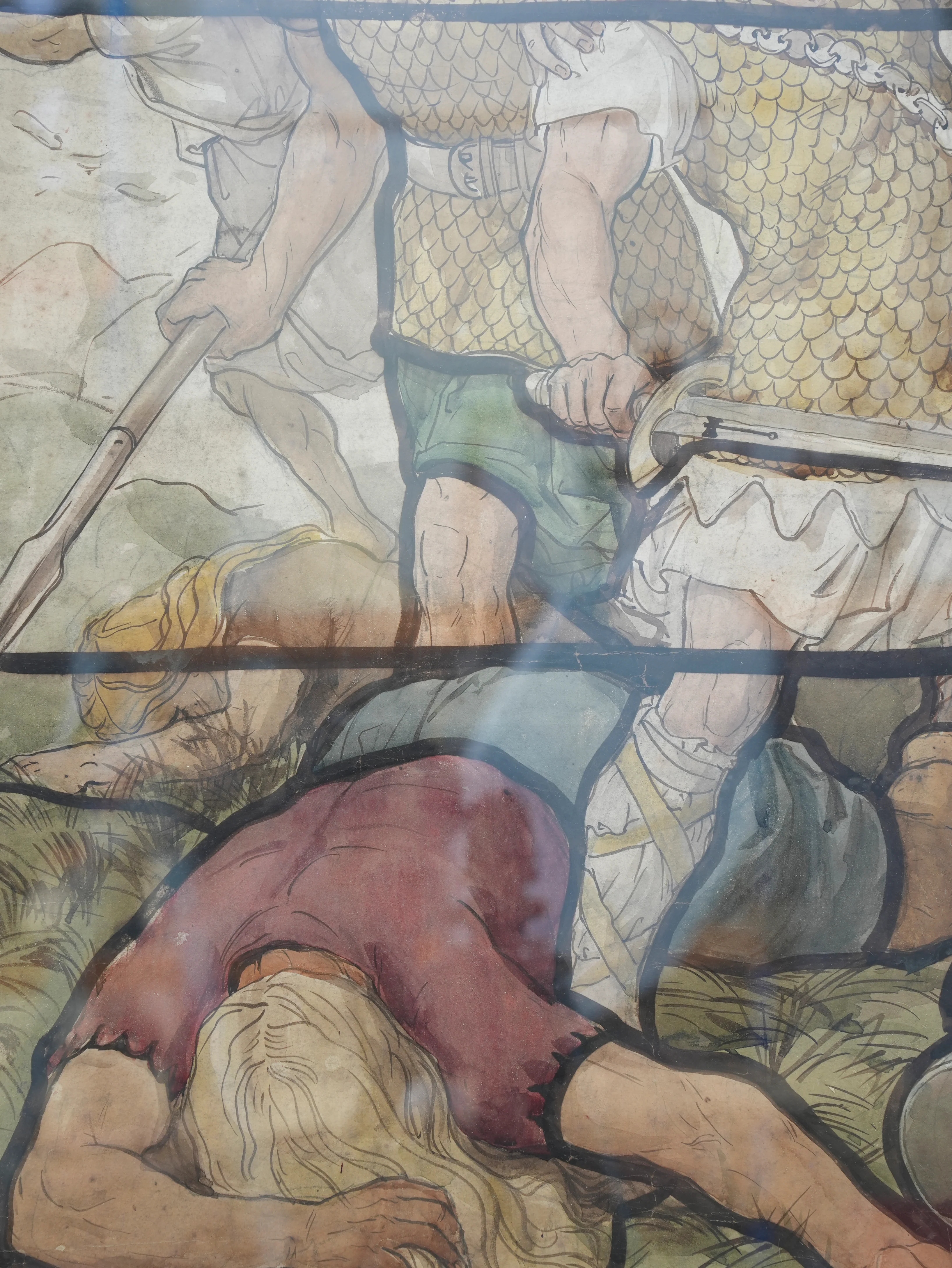 A Pair of 19th Century Stained Glass Watercolour Cartoons - Image 7