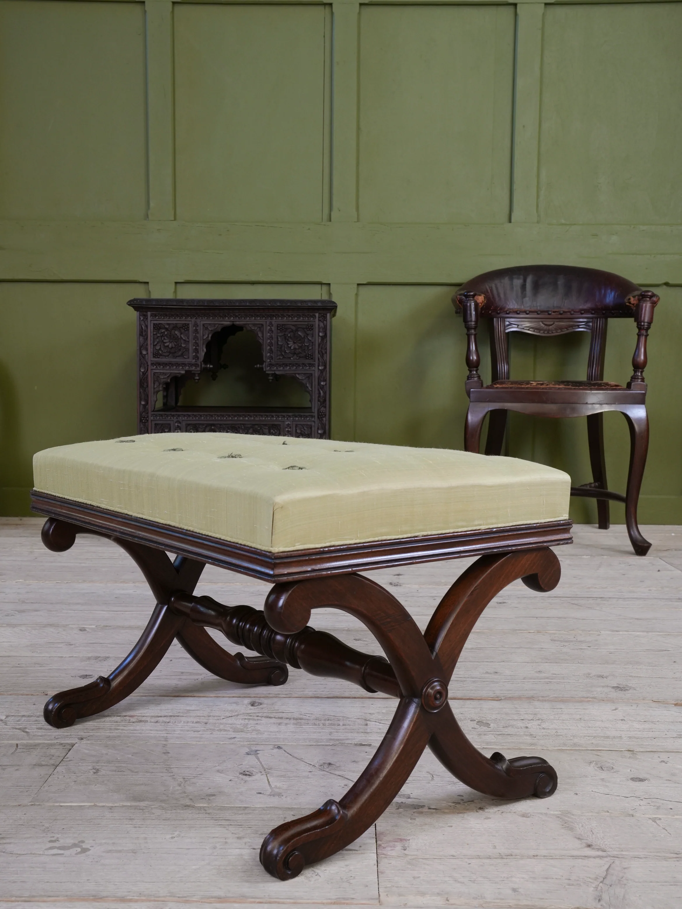 A William IV Mahogany X Frame Stool - Image 9
