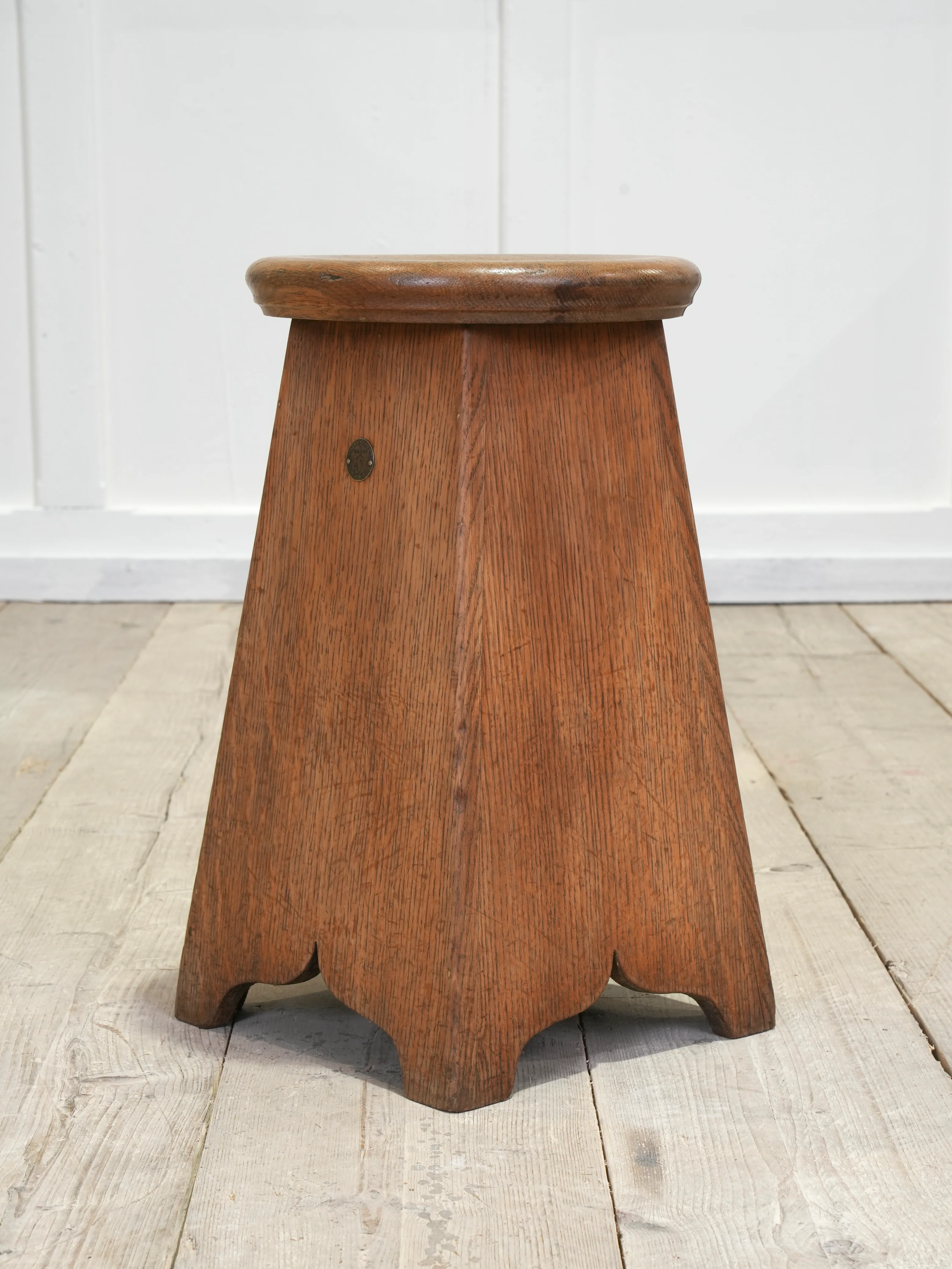 An Oak Splayed Leg Stool - Image 2