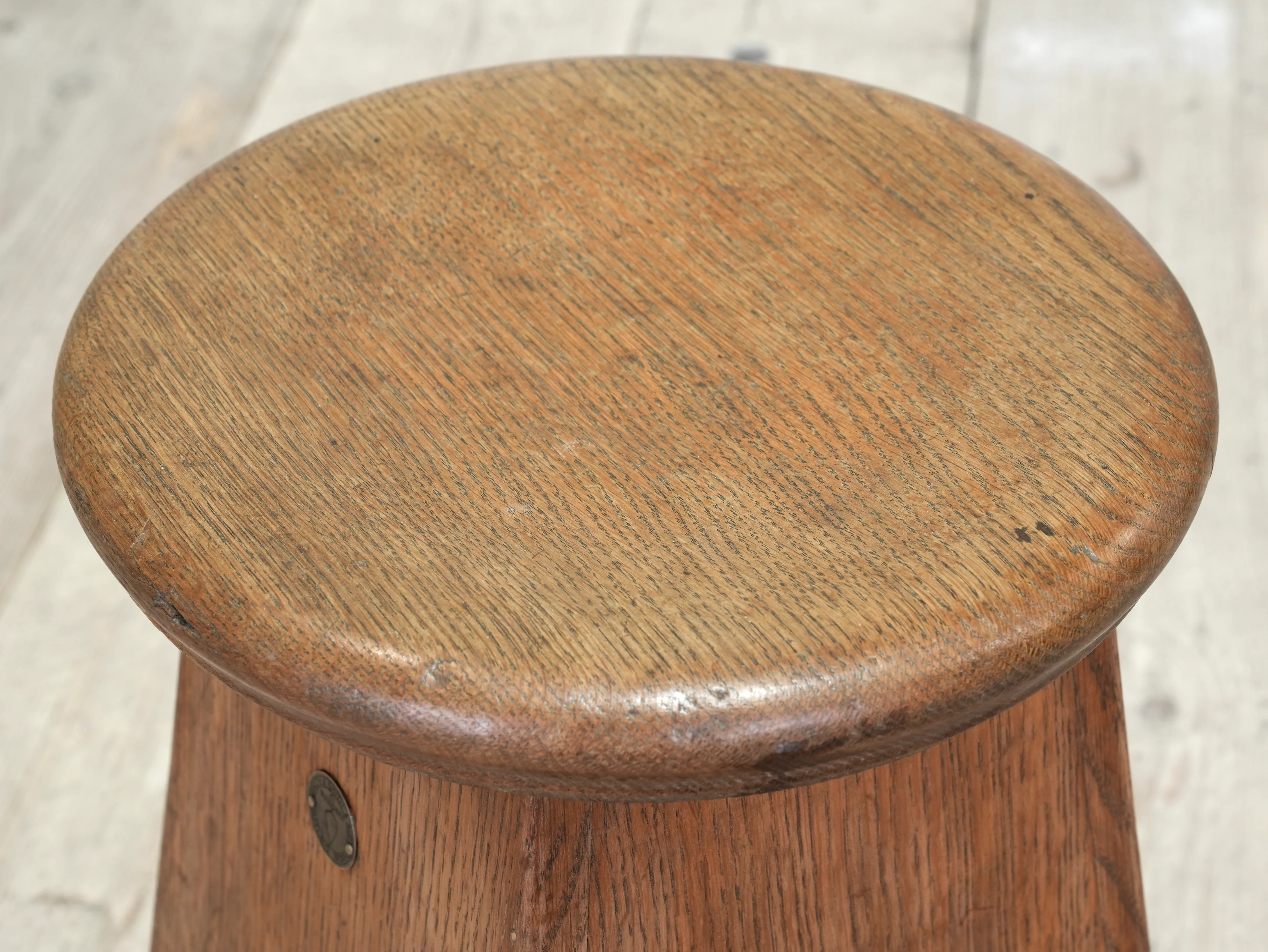 An Oak Splayed Leg Stool - Image 4