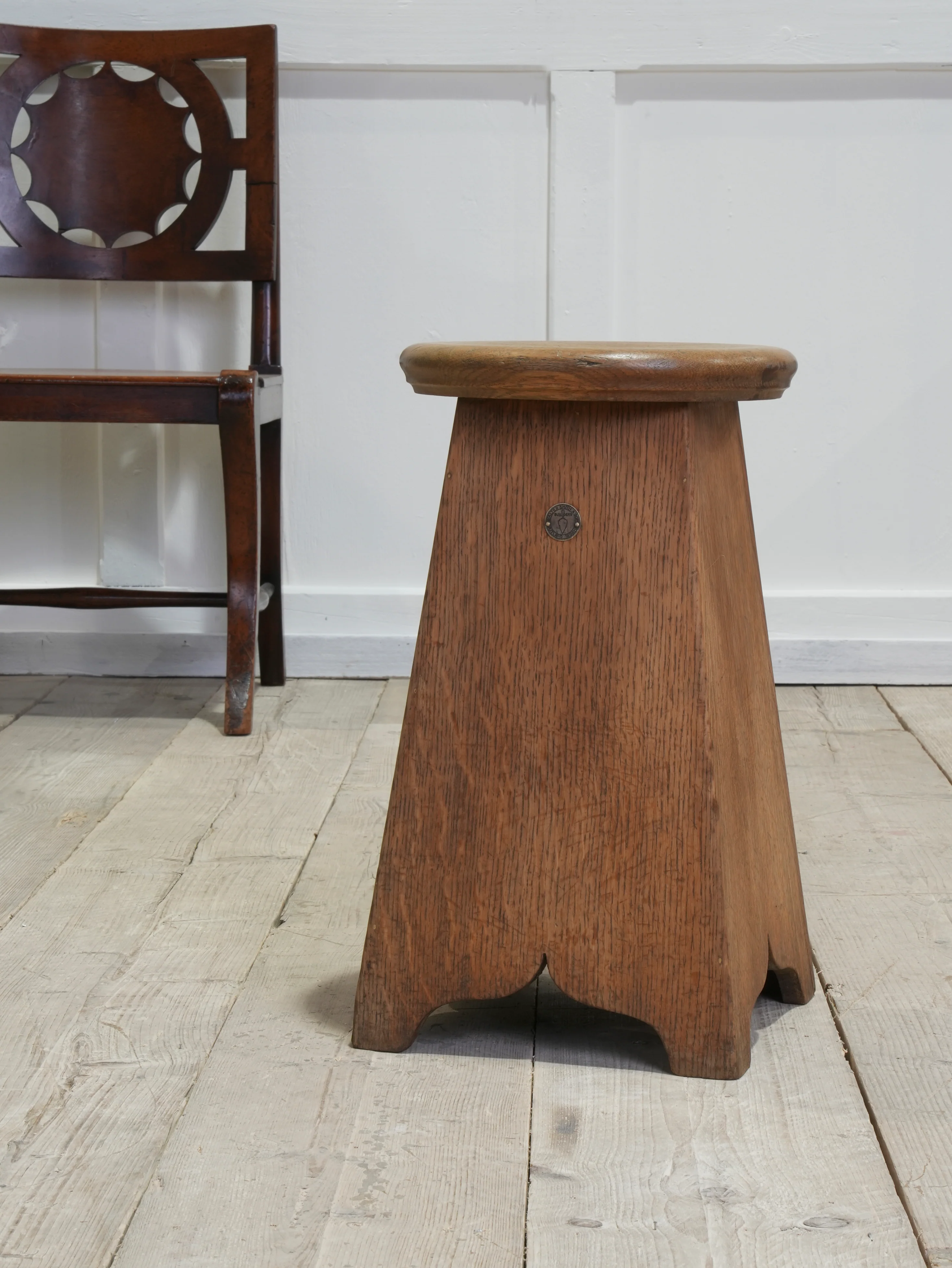 An Oak Splayed Leg Stool - Image 9