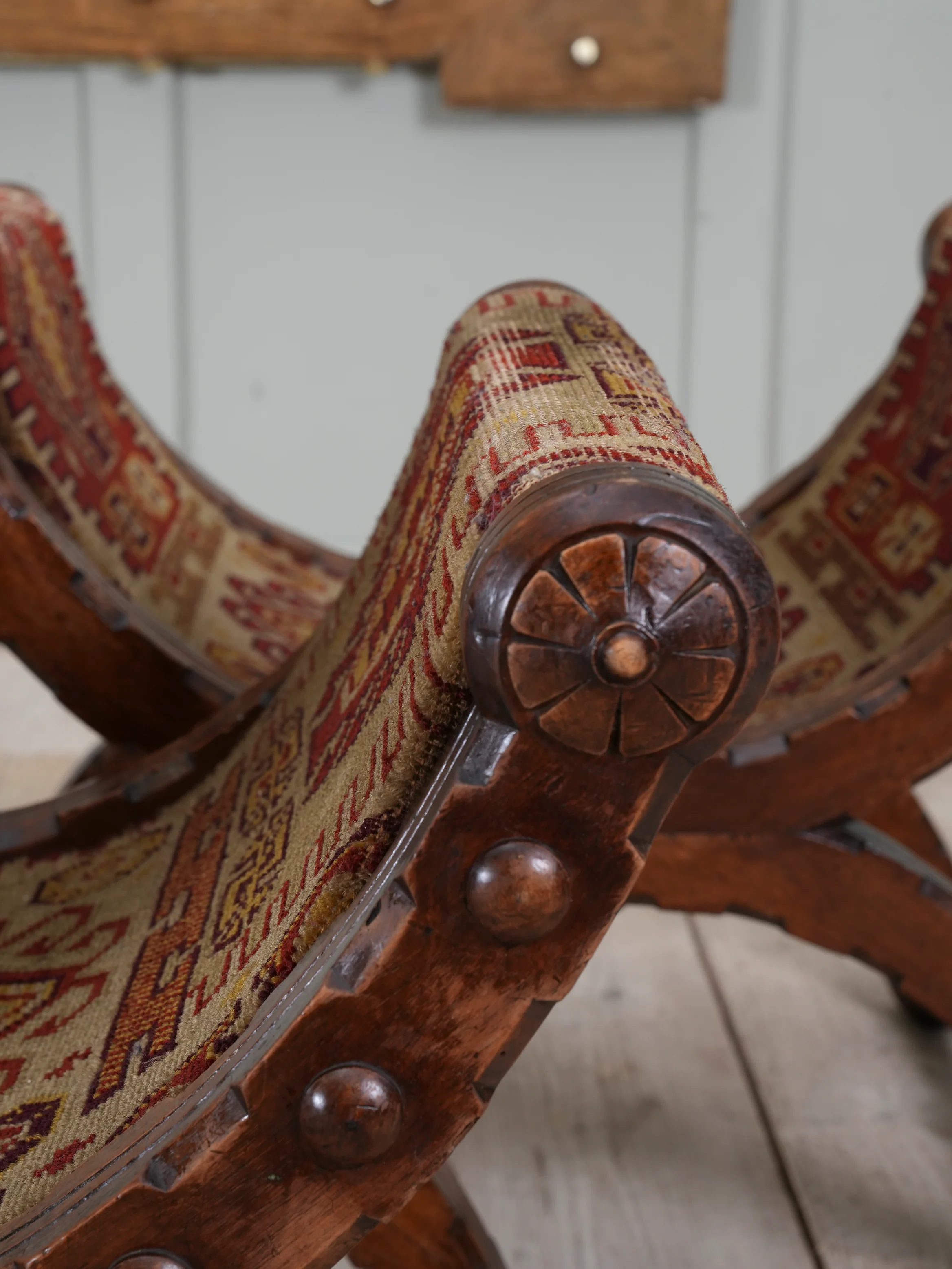 A Pair of Reformed Gothic X Frame Mahogany Stools - Image 6