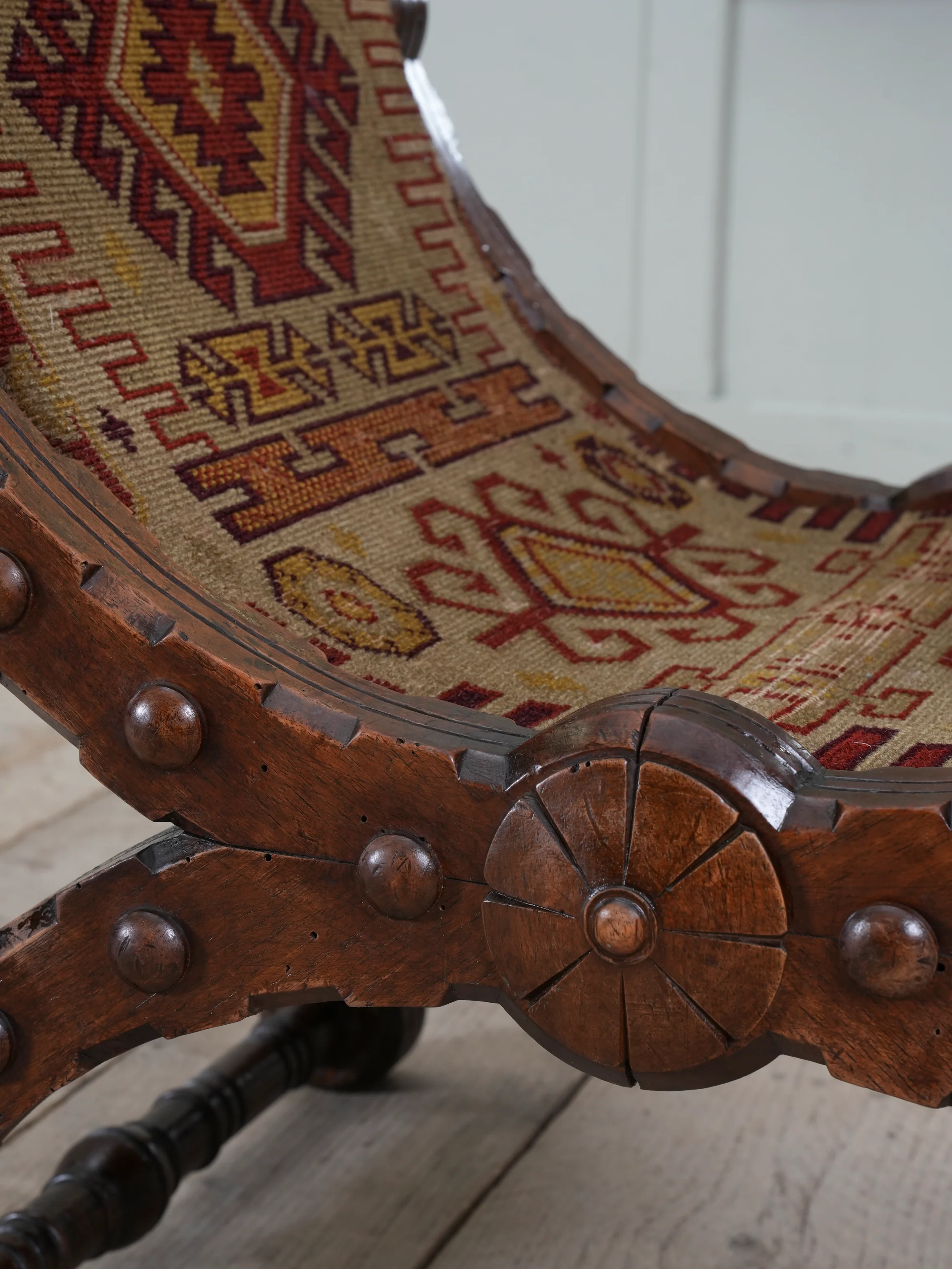 A Pair of Reformed Gothic X Frame Mahogany Stools - Image 7