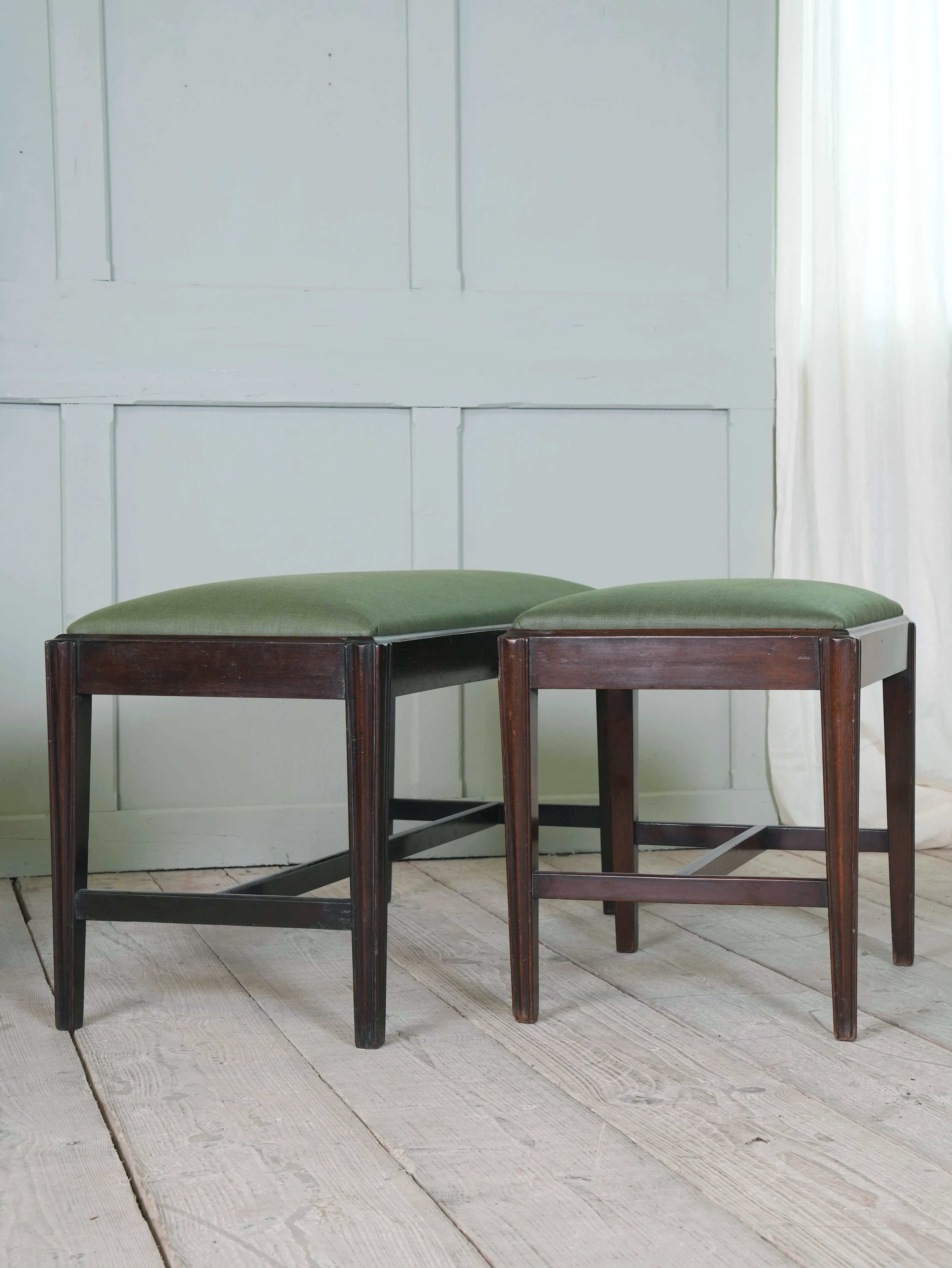 Two George III Upholstered Mahogany Stools - Image 3
