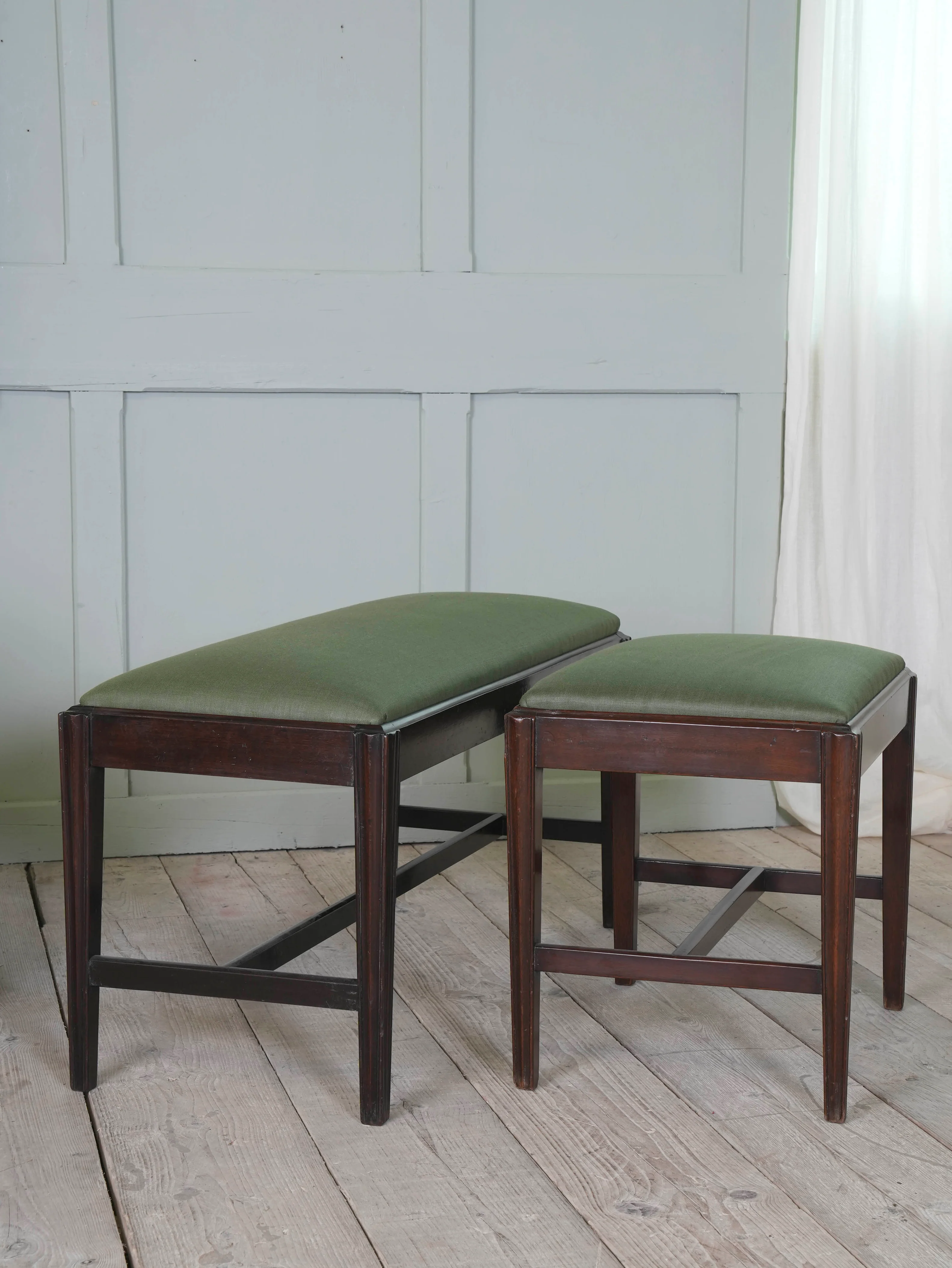 Two George III Upholstered Mahogany Stools - Image 4