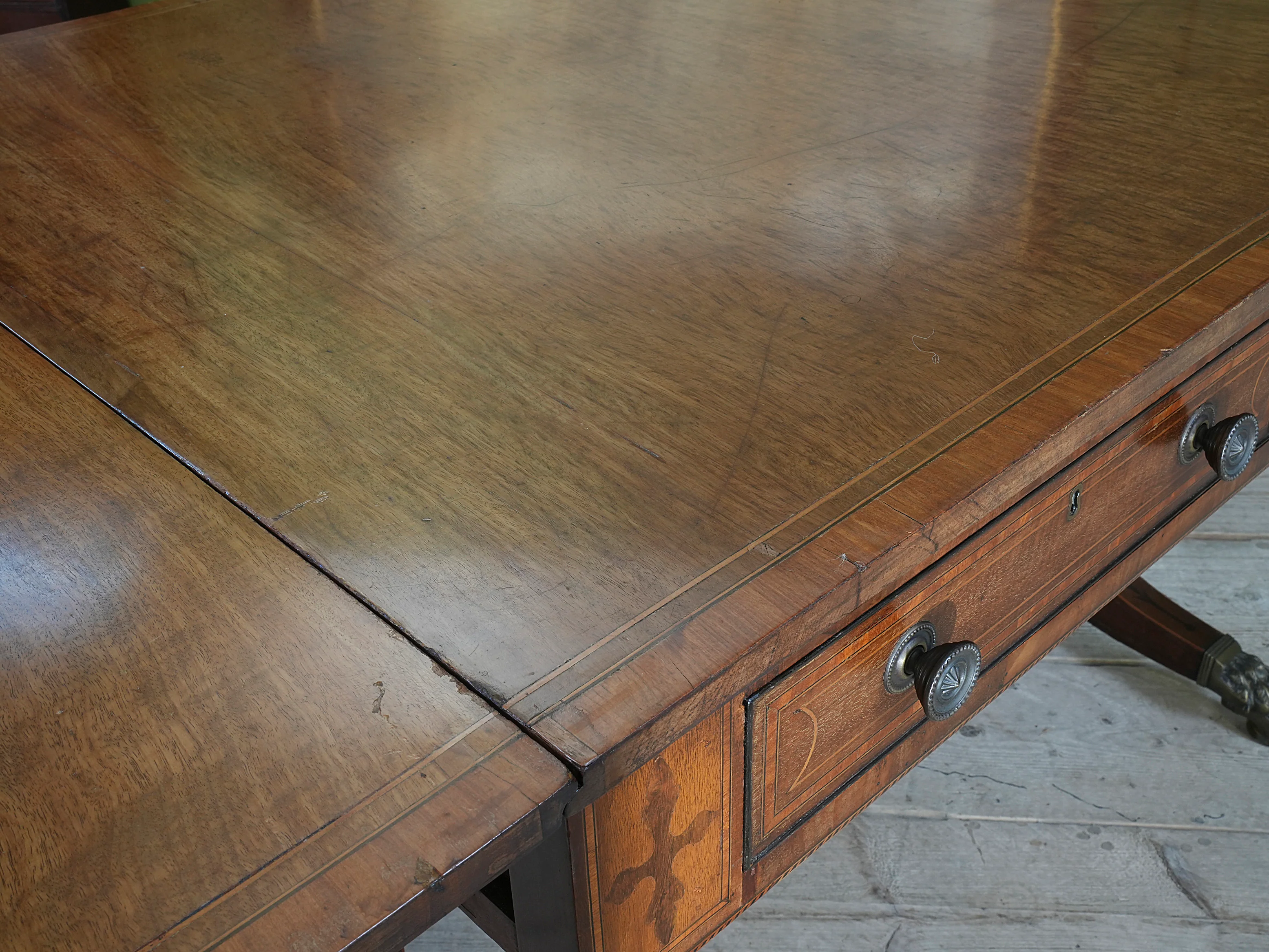 A Regency Lyre Support Sofa Table - Image 15