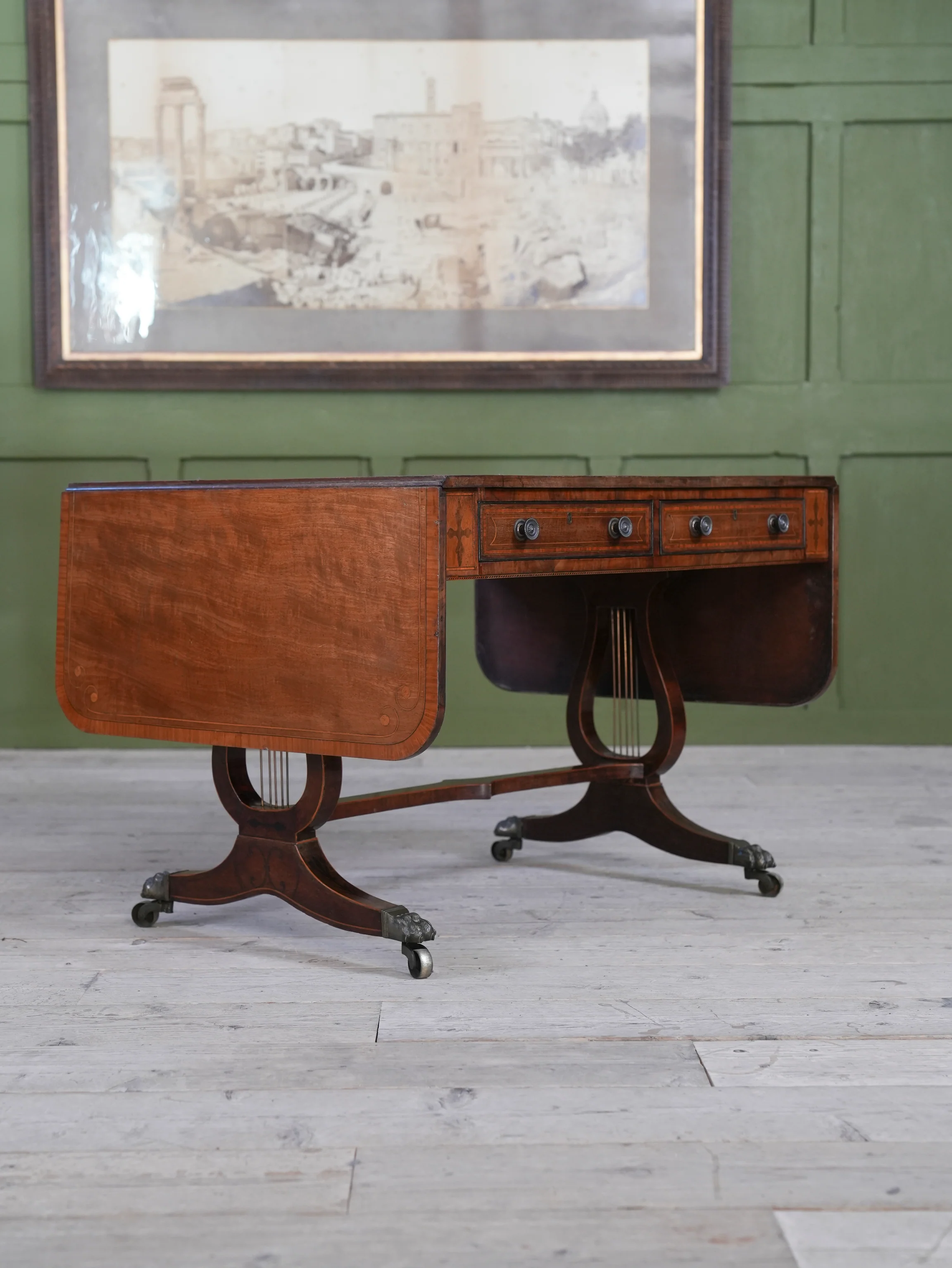 A Regency Lyre Support Sofa Table - Image 4