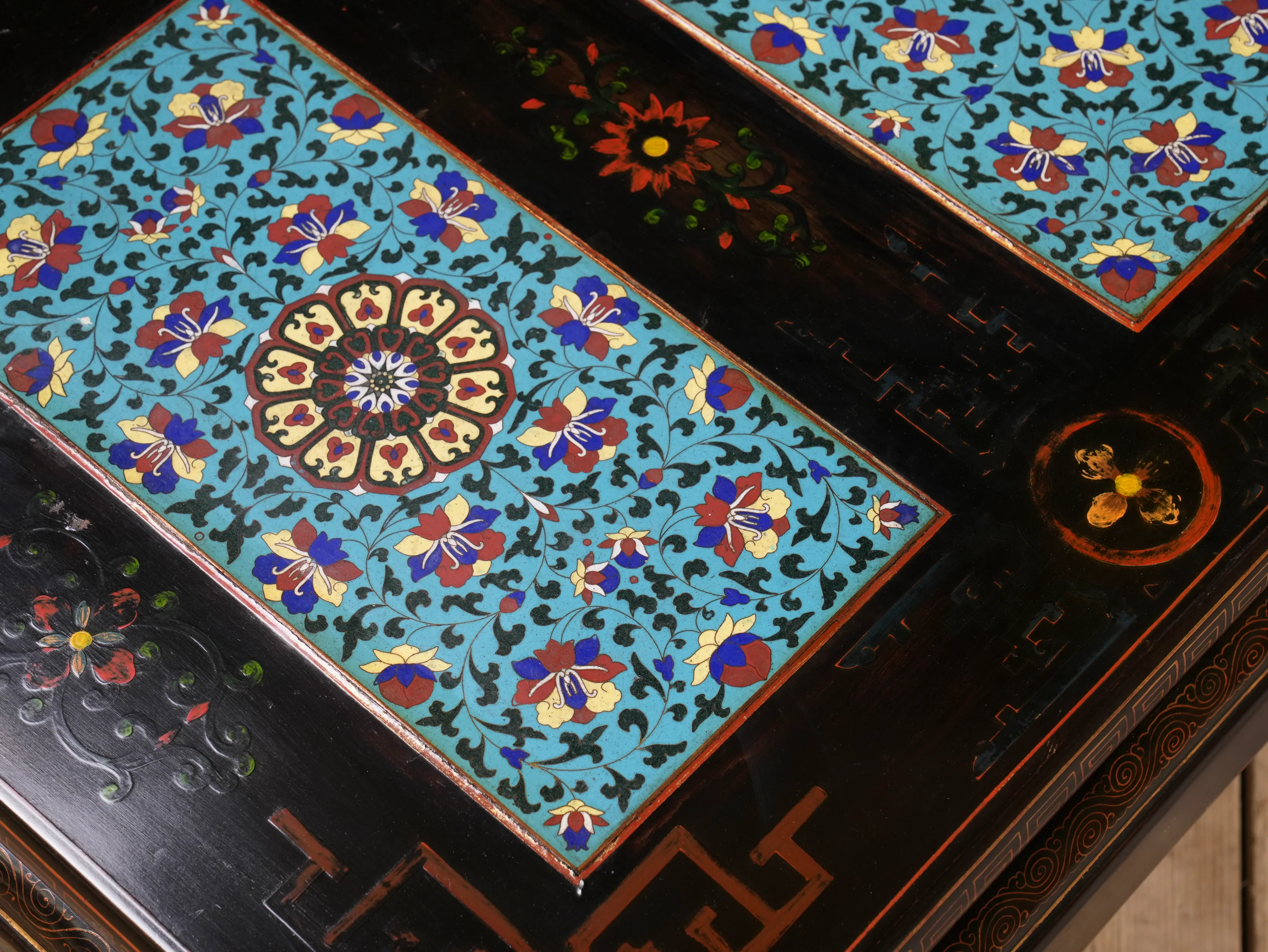 An Ebonised Coffee Table with Inset Cloisonne Panel - Image 11