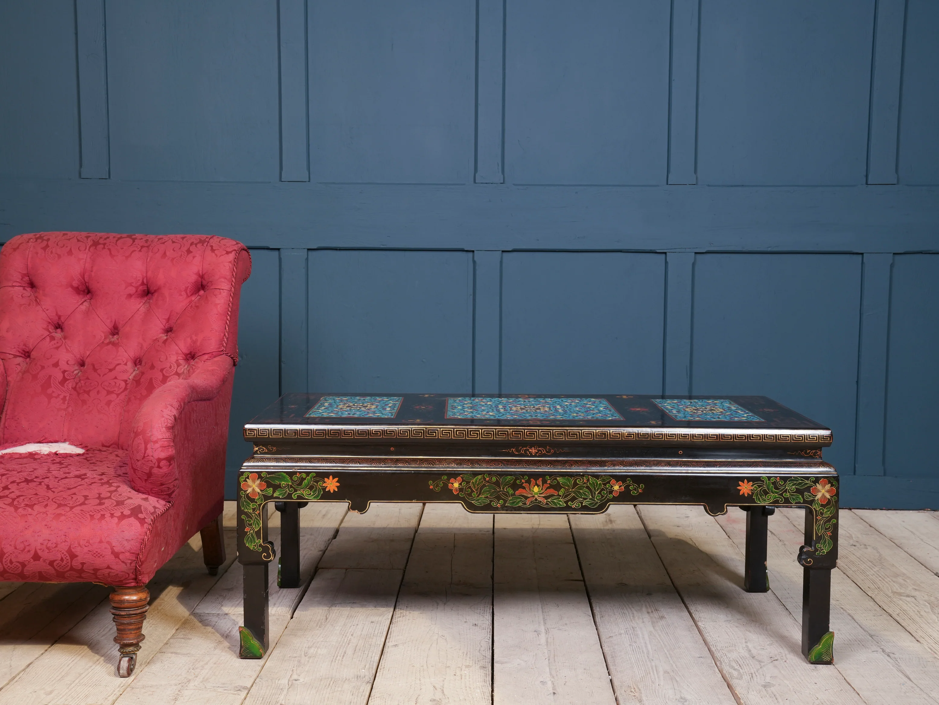An Ebonised Coffee Table with Inset Cloisonne Panel - Image 4