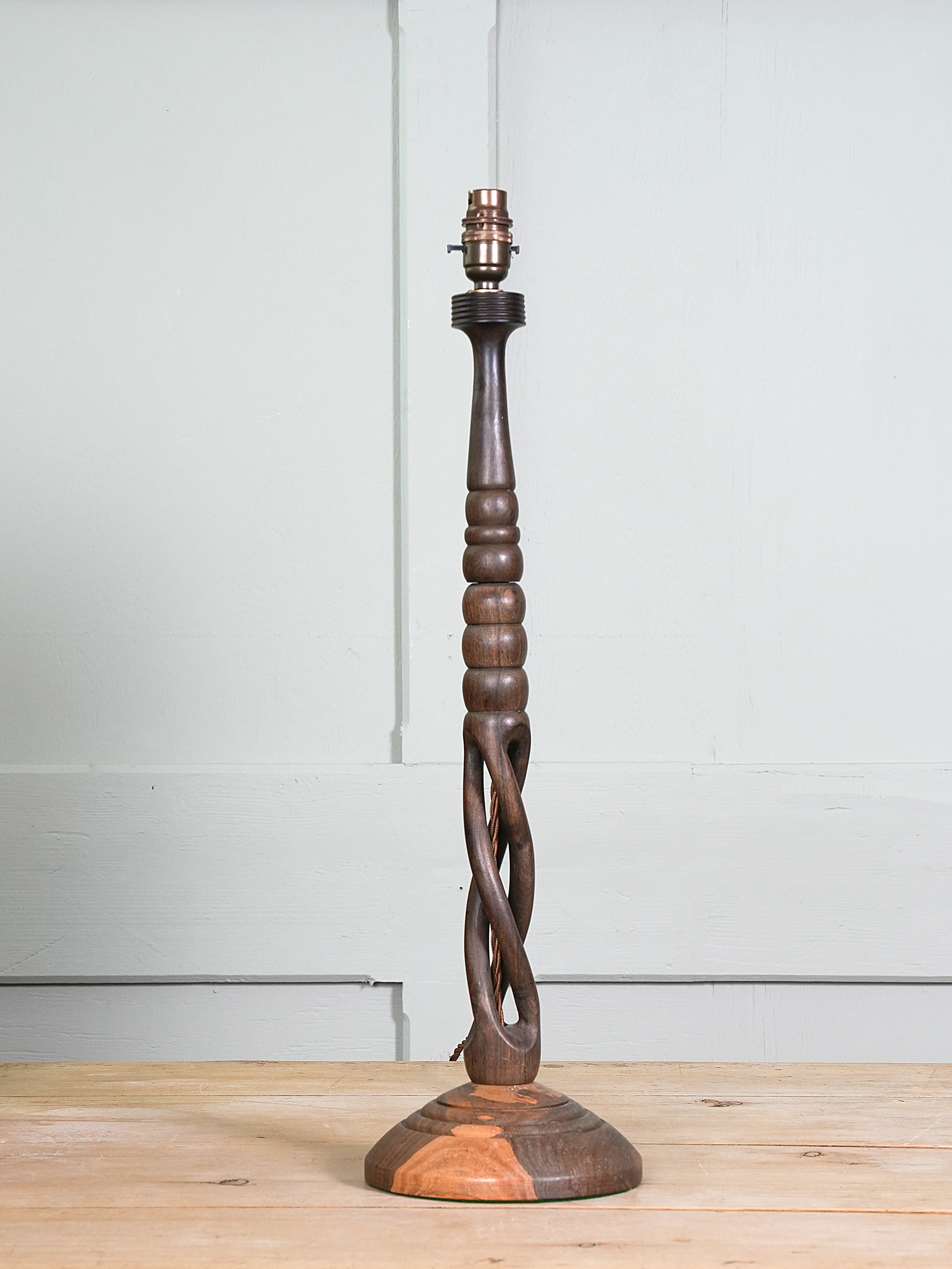 A Turned Tropical Hardwood Table Lamp - Image 2