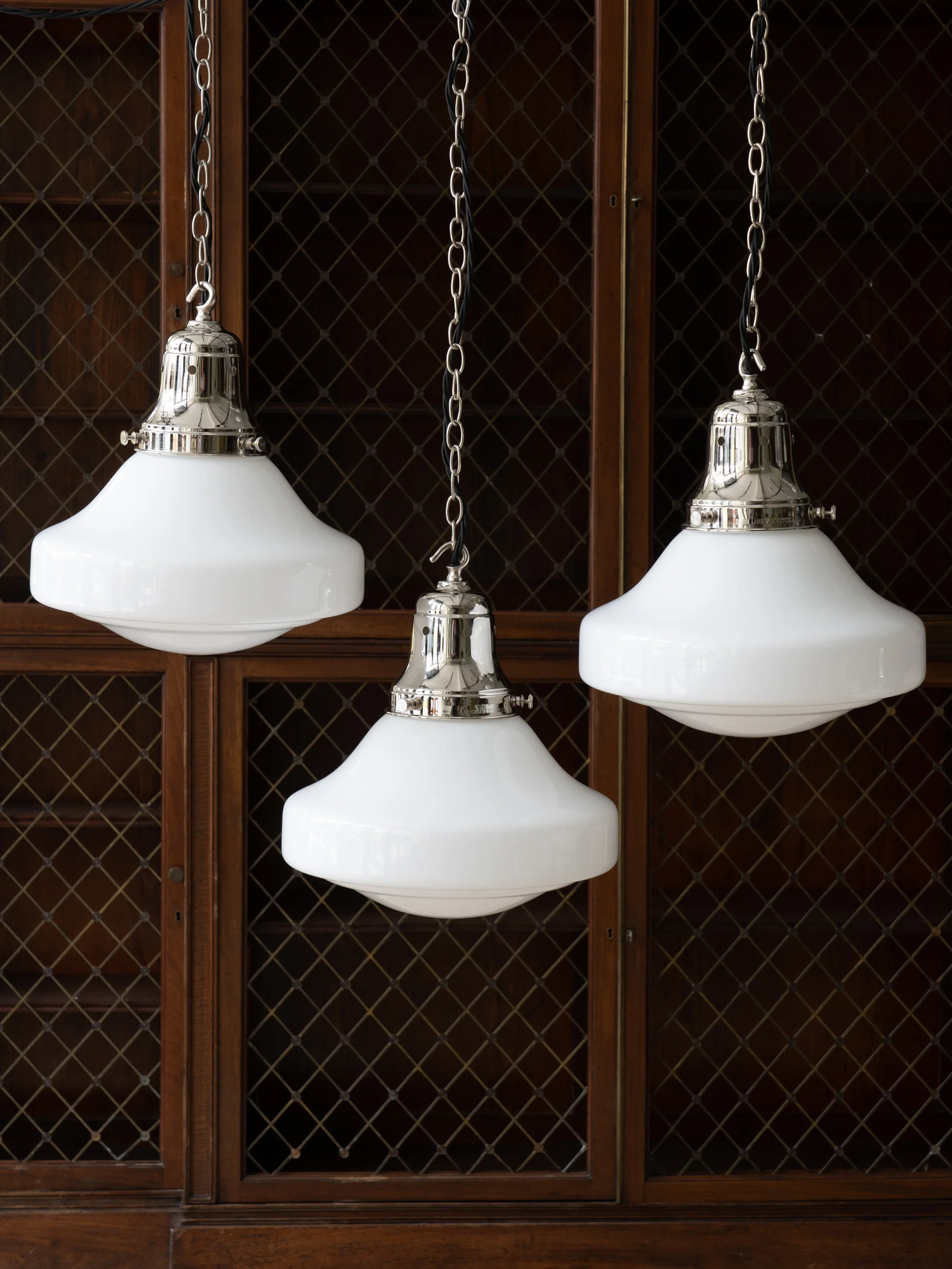The Ellis Opaline Glass Pendant Light in Nickel - Image 3