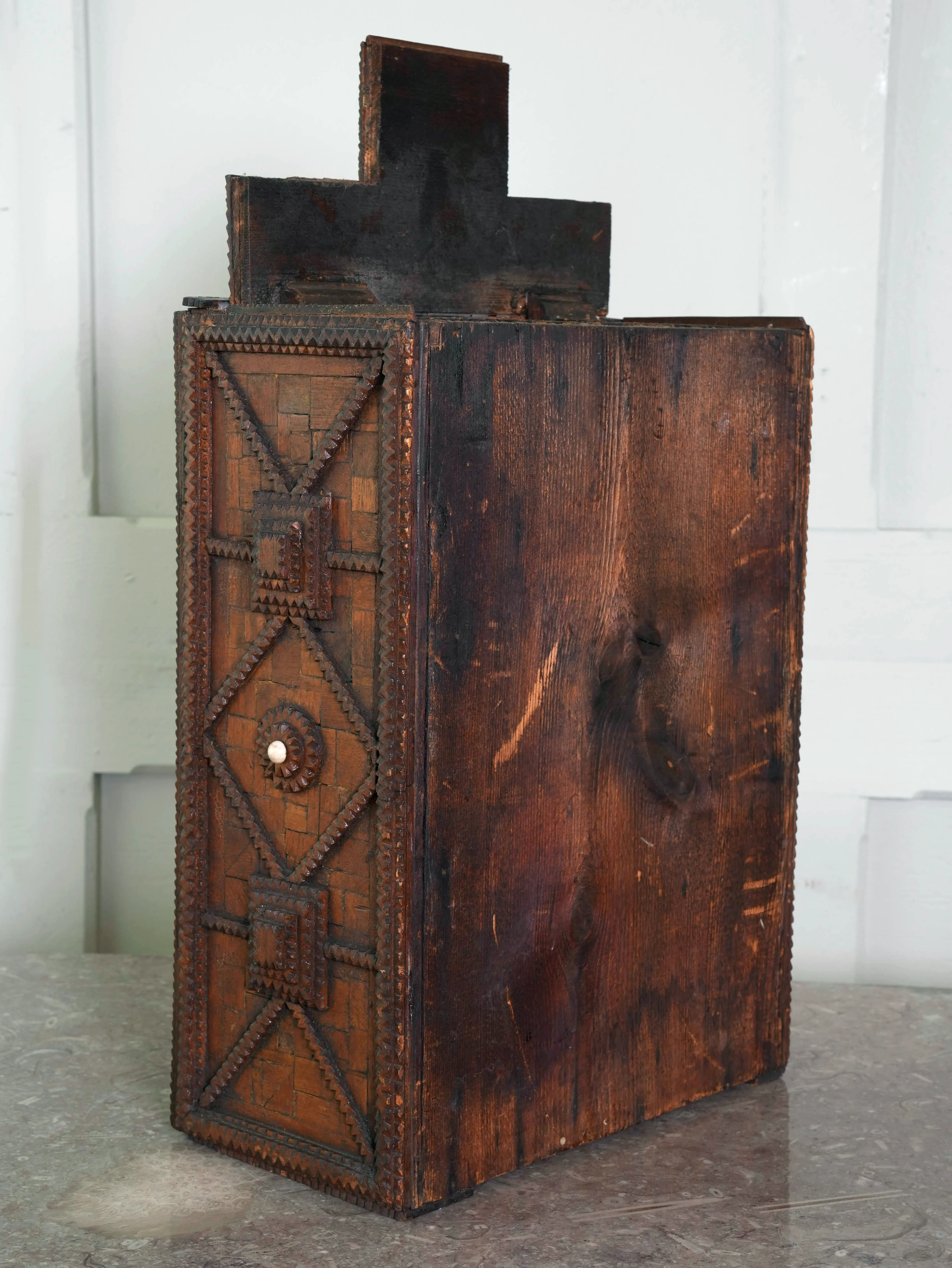 A Glazed Tramp Art Cabinet - Image 15