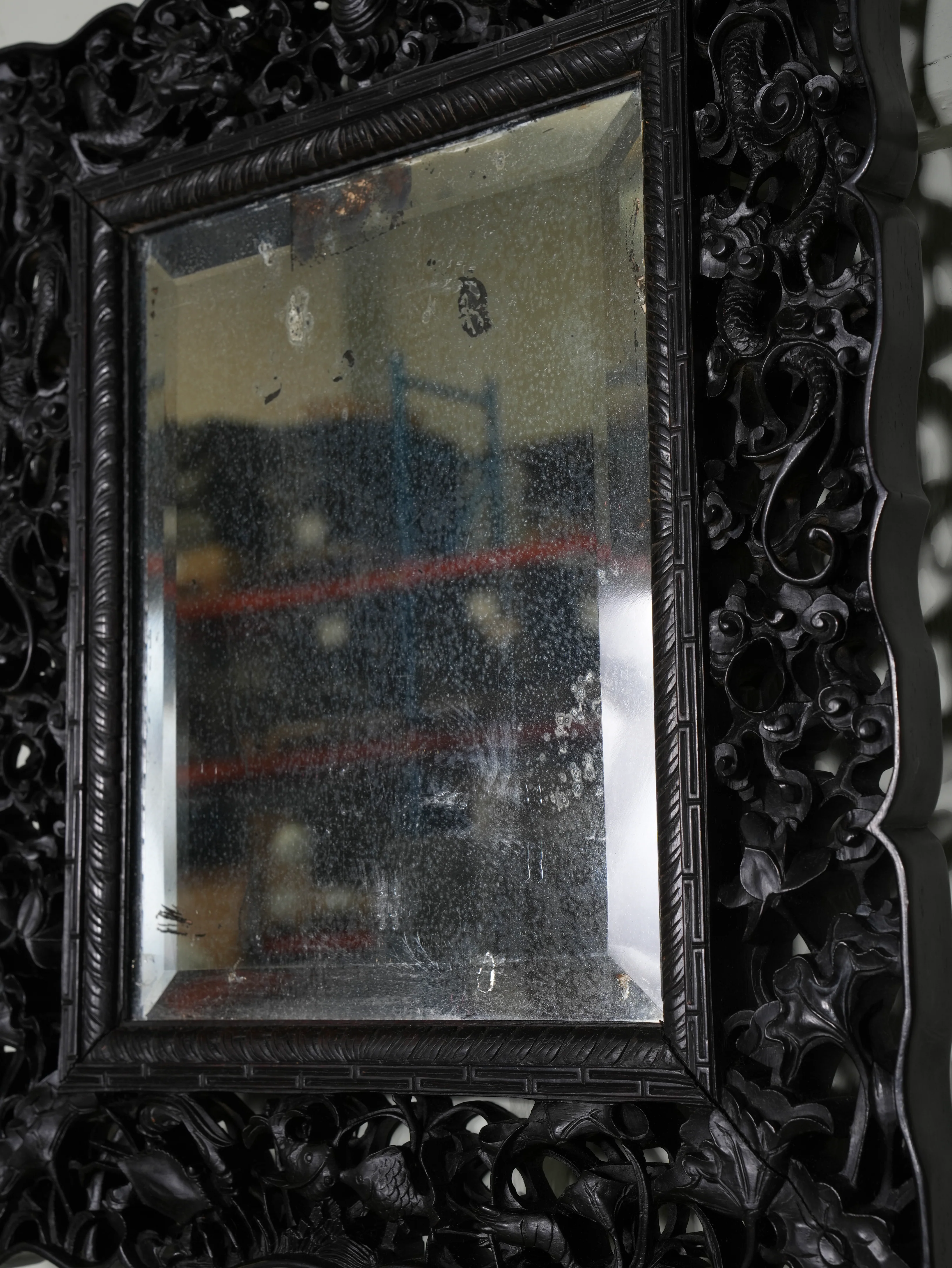 A Chinese Hongmu Wood Wall Mirror - Image 5