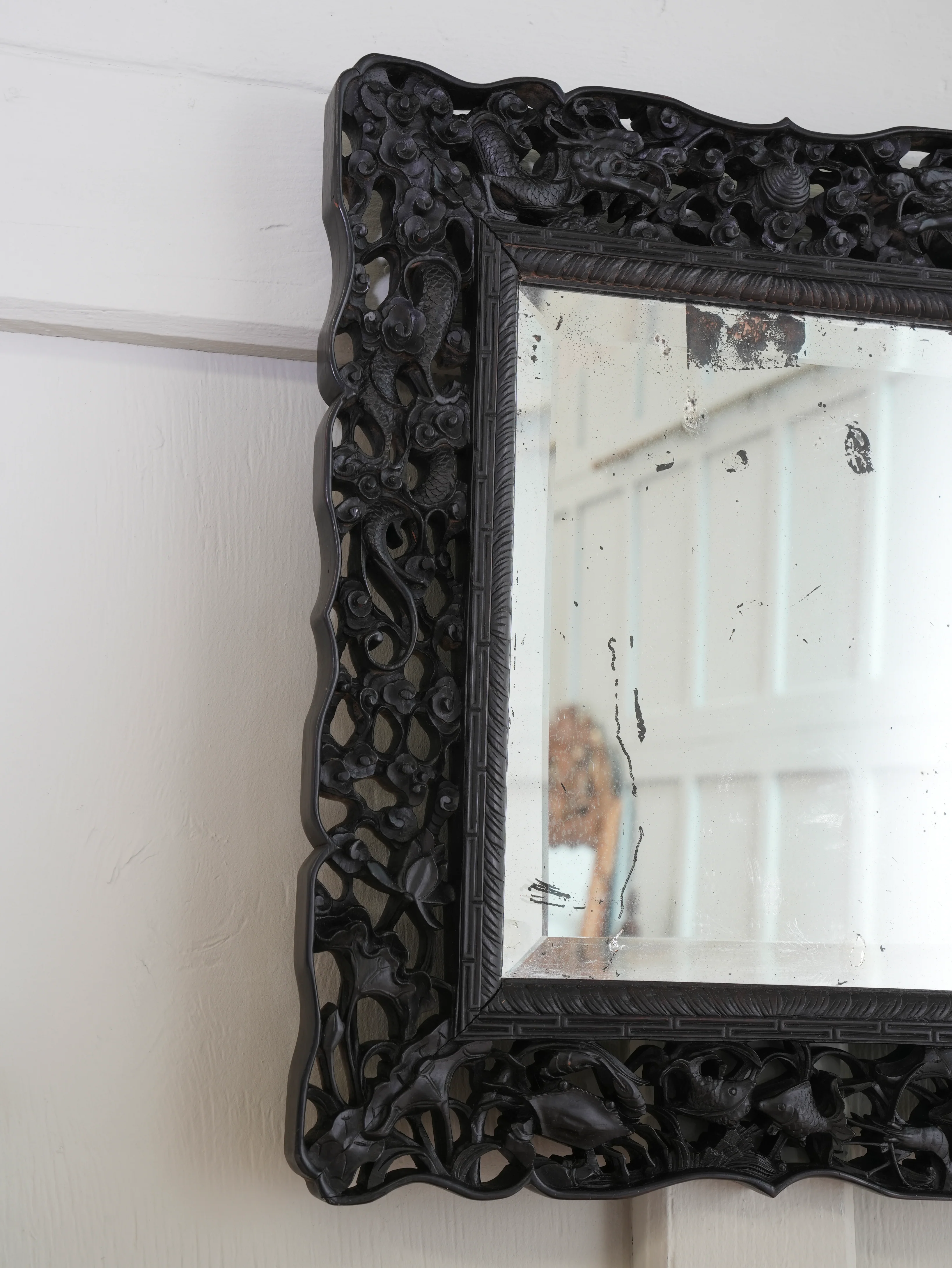 A Chinese Hongmu Wood Wall Mirror - Image 6