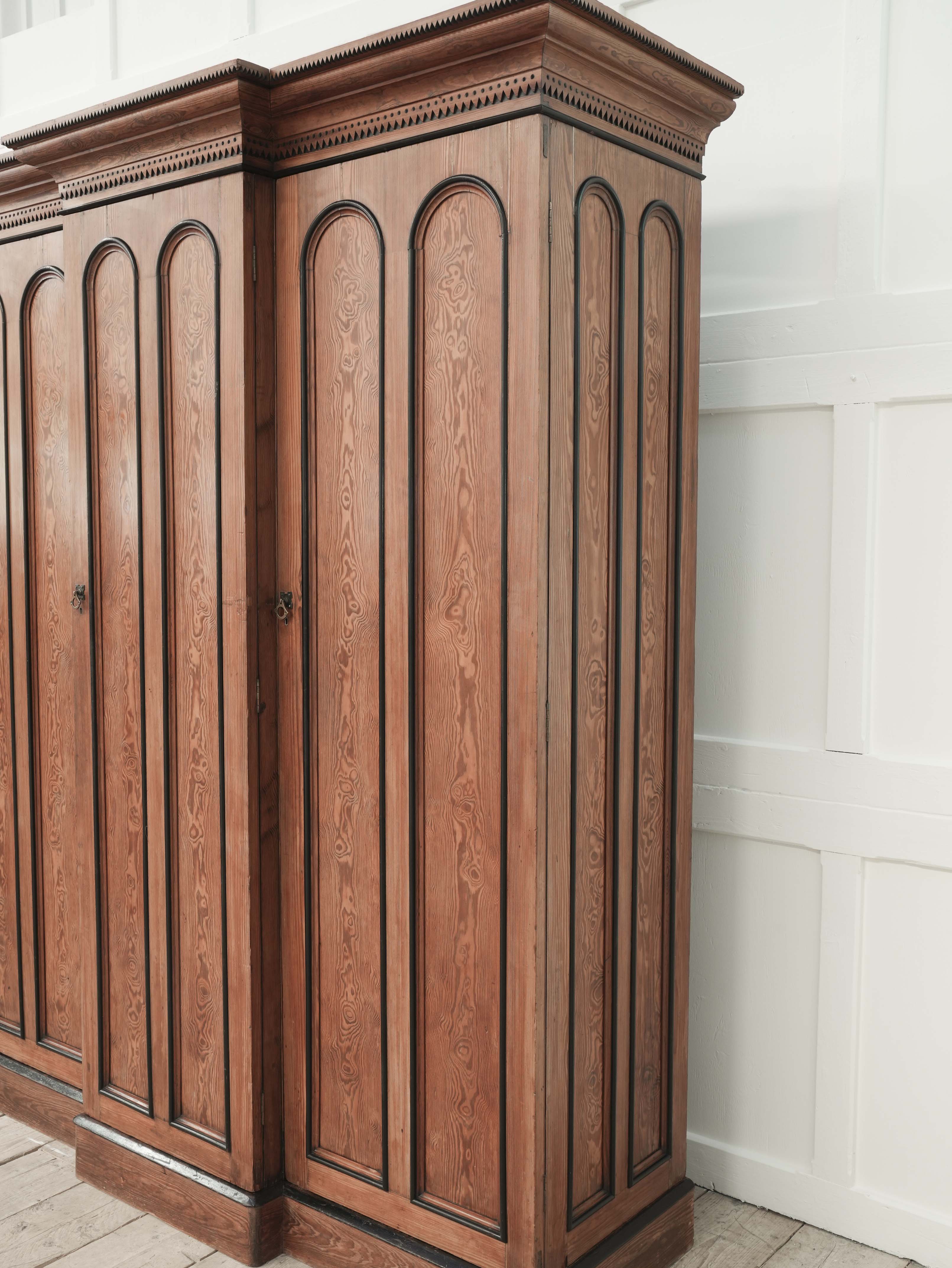 A 19th Century Baltic Pine Breakfront Wardrobe - Image 10