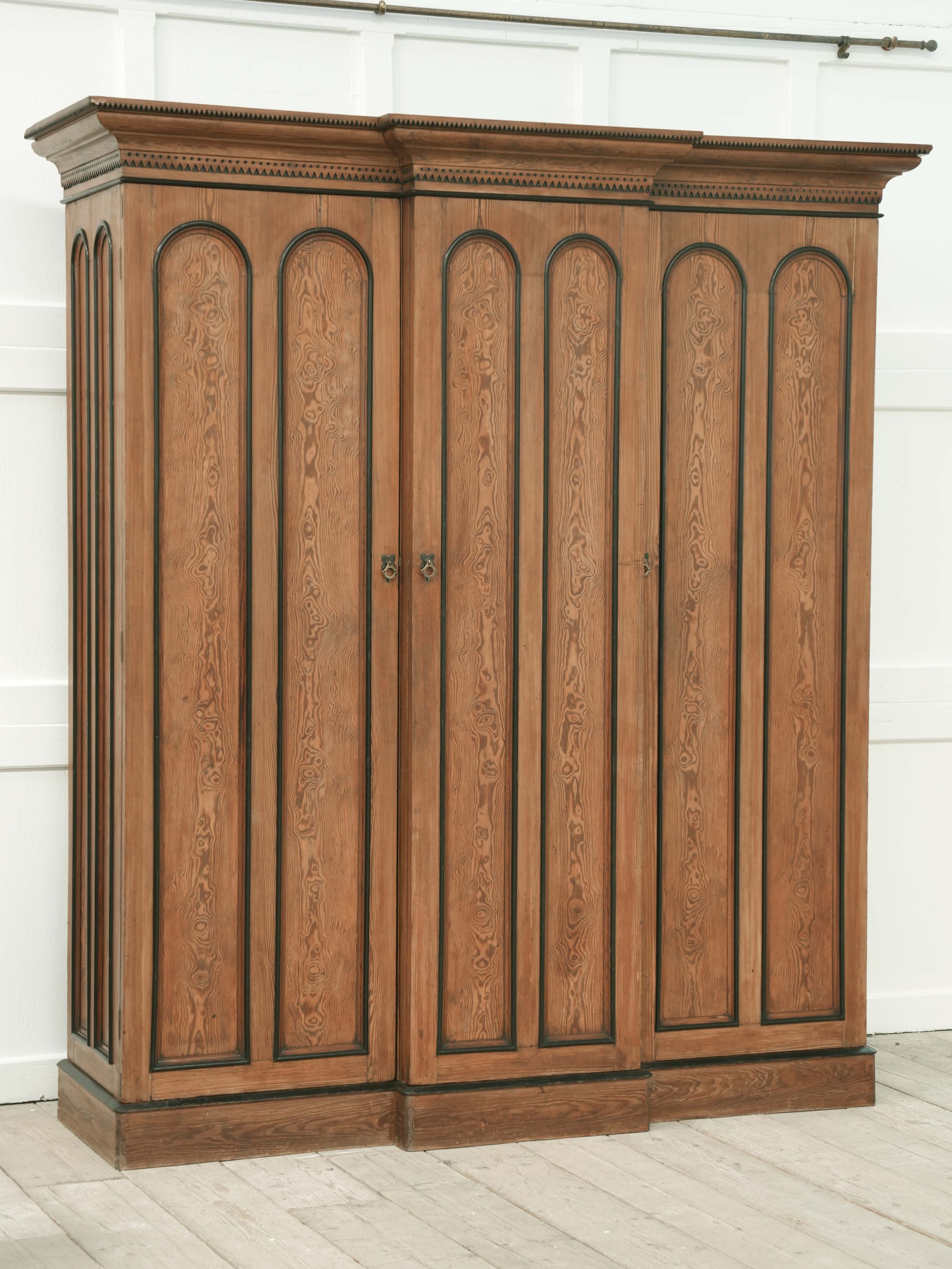 A 19th Century Baltic Pine Breakfront Wardrobe - Image 5