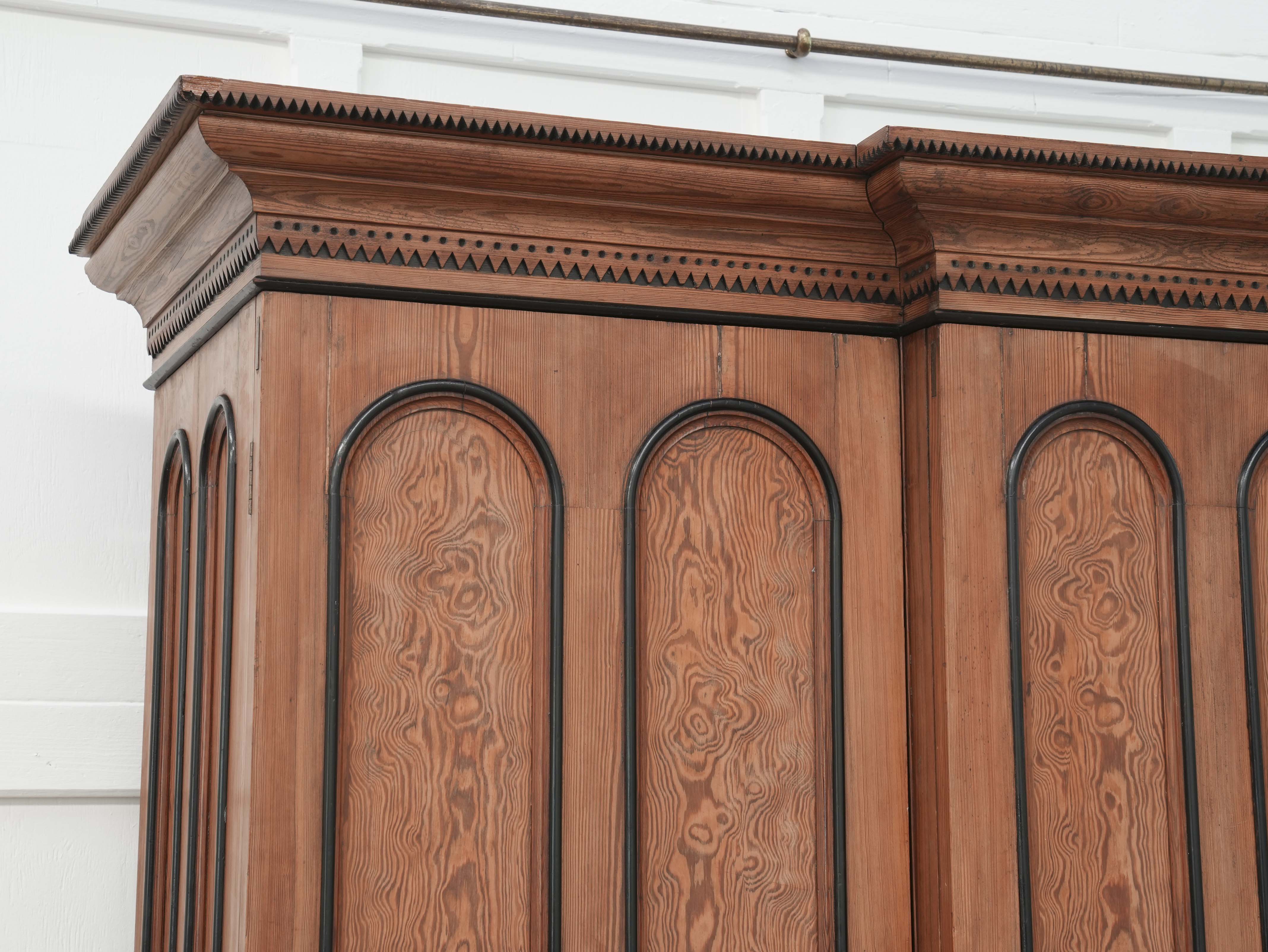 A 19th Century Baltic Pine Breakfront Wardrobe - Image 7